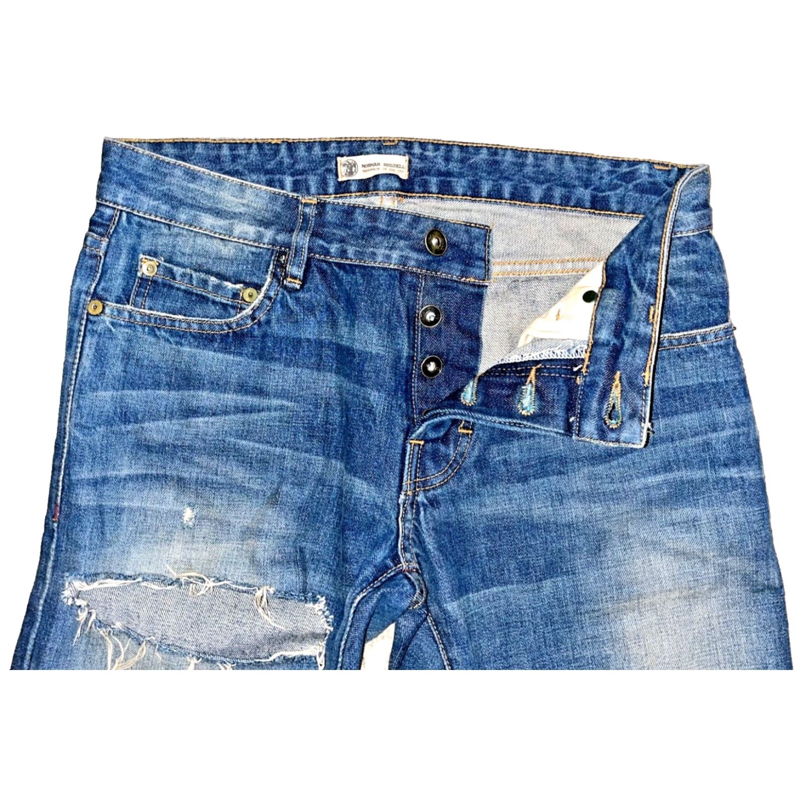 Norman Russell VINTAGE Norman Russell Selvedge Denim Jeans USA Handmade Beach Wash Straight Fit 27x28 Blue 90s Mens Jeans Limited Run 32/270 Size US 27 - 6 Thumbnail