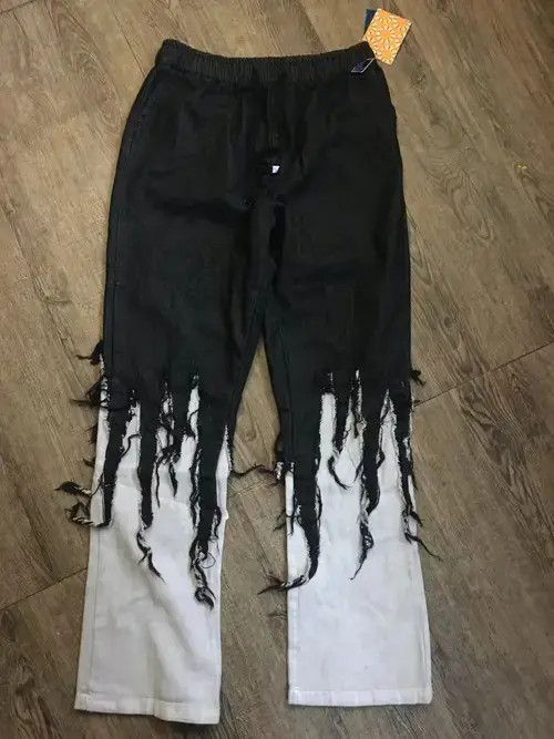Creep Men's Retro Embroidery Flame Jeans Size US 32 / EU 48 - 4 Thumbnail