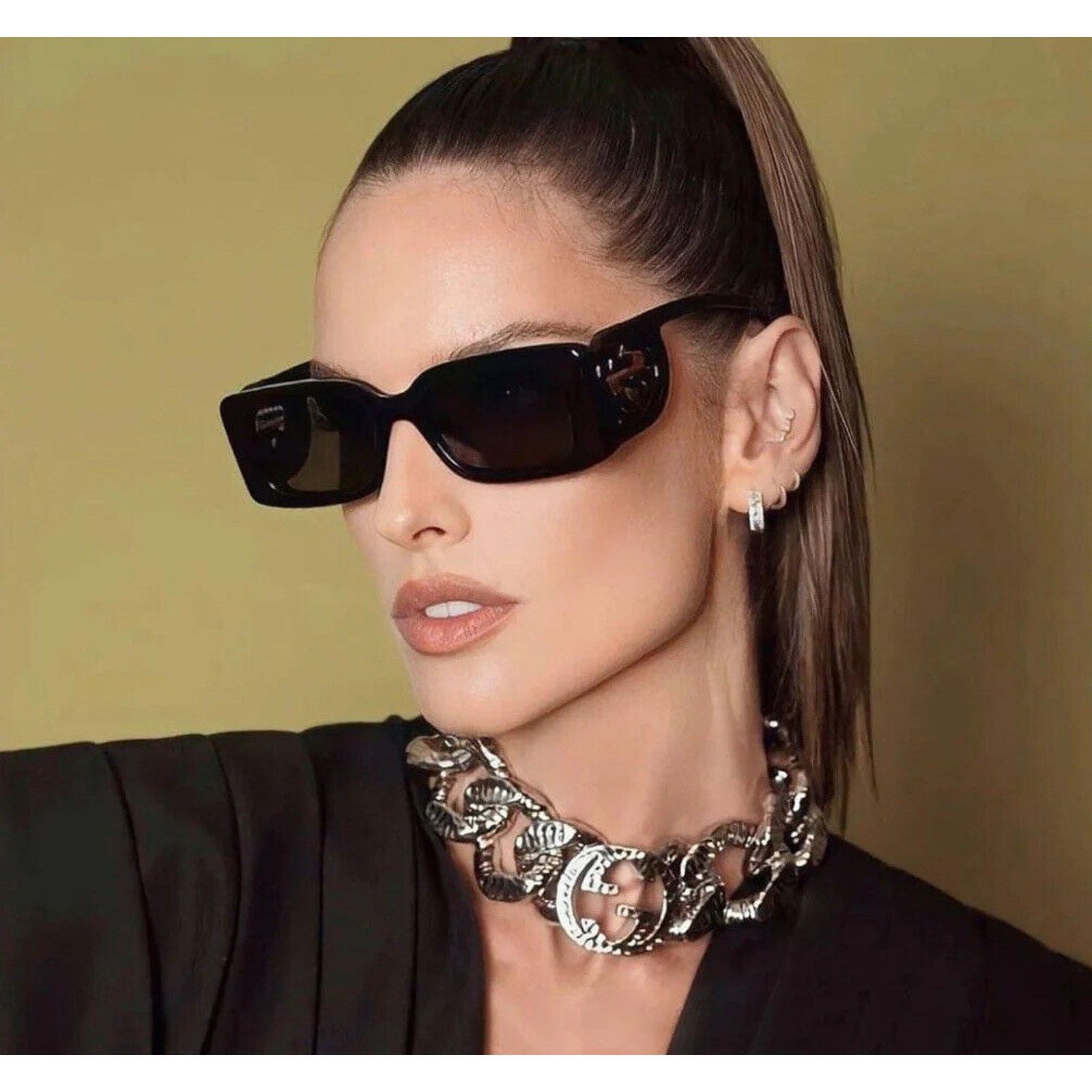 Gucci NEW Gucci GG1325S Slim Black Logo Sunglasses Size ONE SIZE - 12 Thumbnail