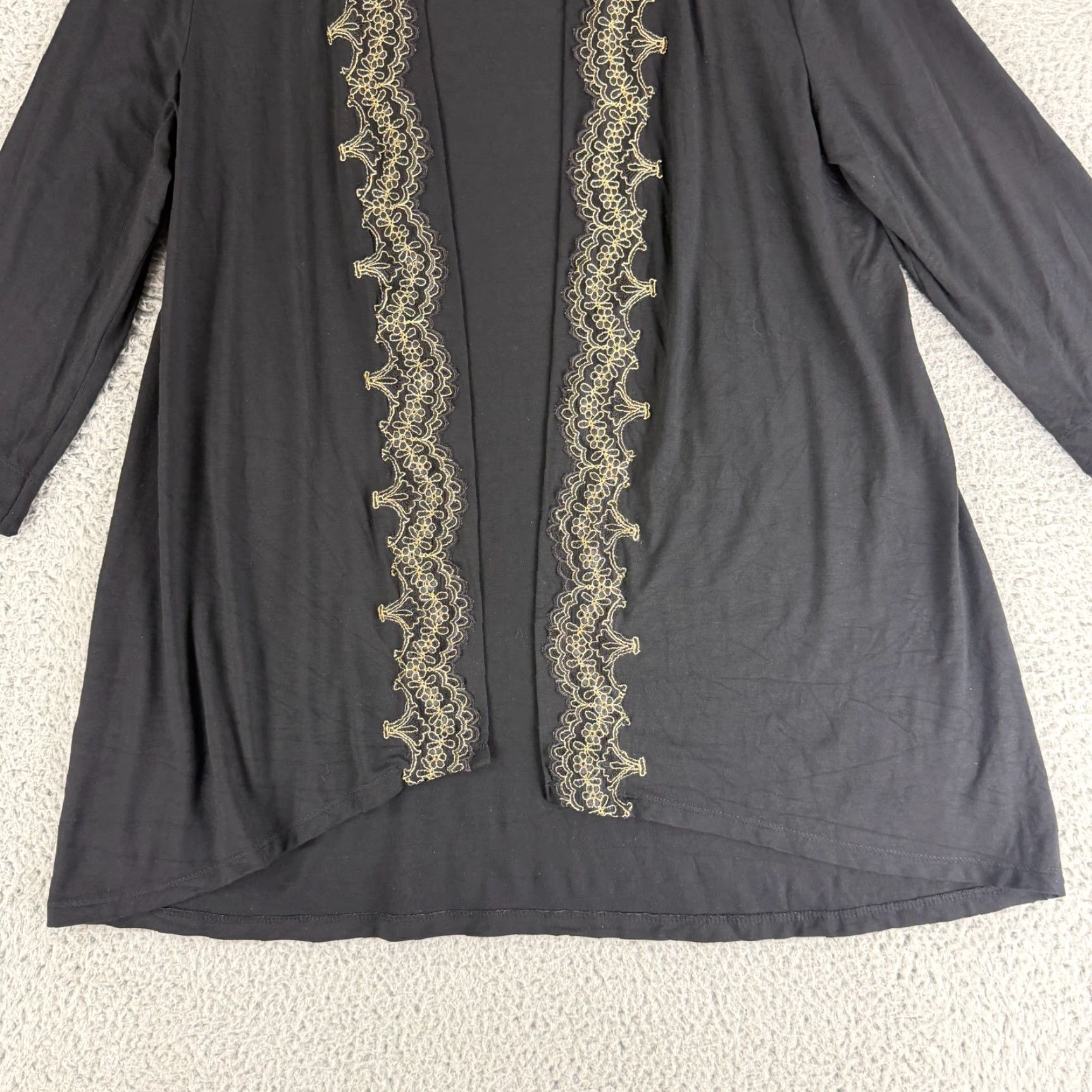 Vintage Soma Cardigan Sweater Womens Medium Black Lace Trim Open Front Long Sleeve Size M / US 6-8 / IT 42-44 - 4 Thumbnail