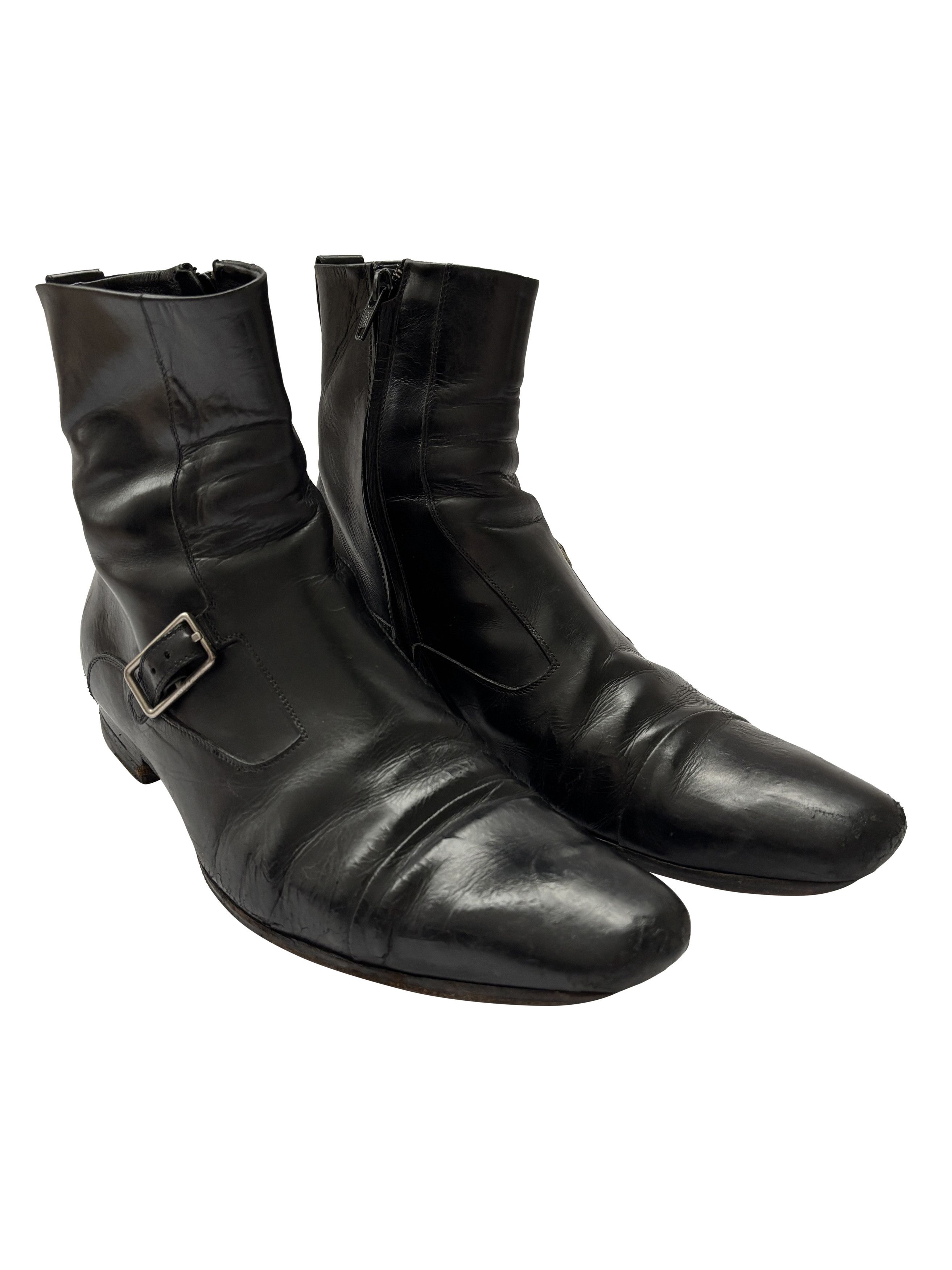 Pre-owned Dior X Hedi Slimane 2006 Dior Hedi Slimane Boots With Buckle In Black
