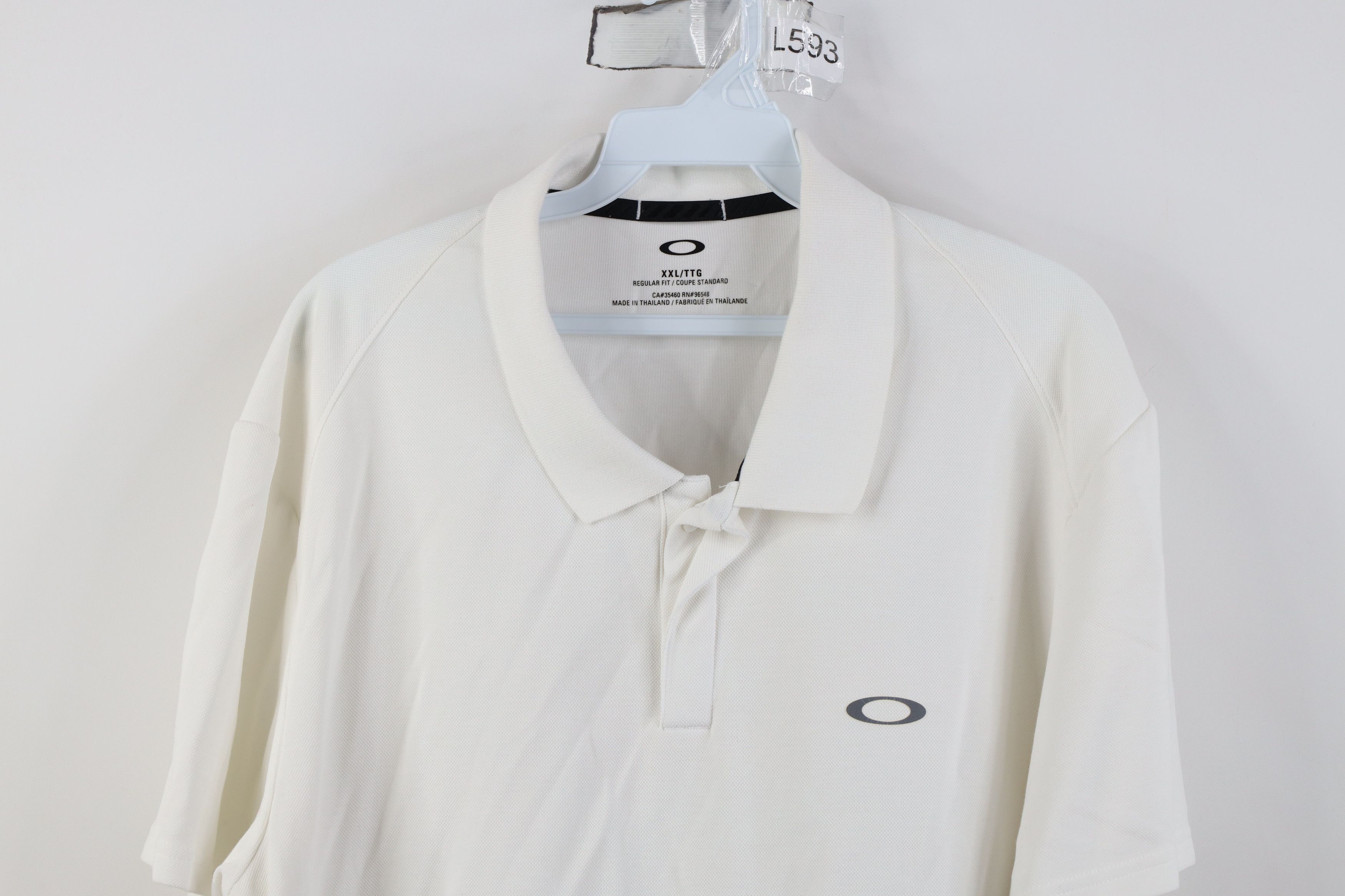 Oakley Vintage Y2K Oakley O Logo Knit Collared Polo Shirt White Size US XXL / EU 58 / 5 - 2 Thumbnail