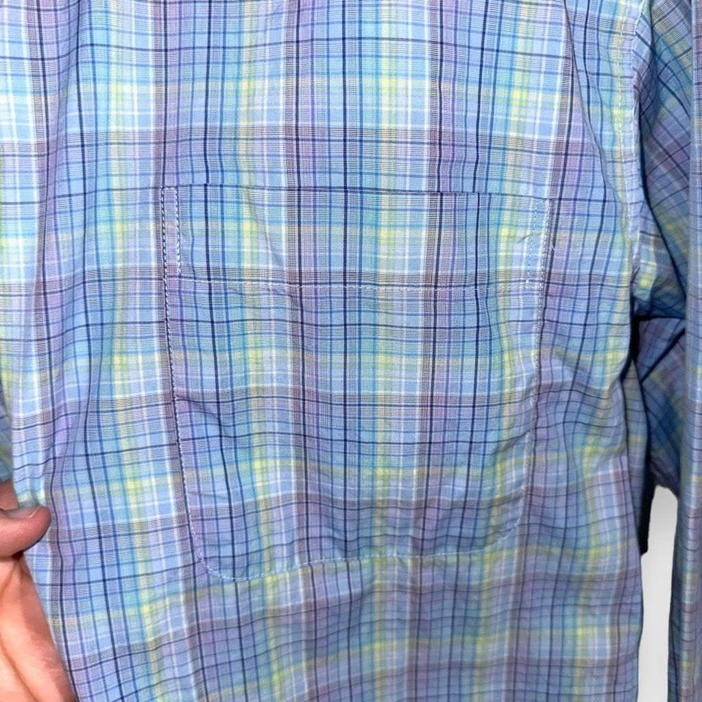 Robert Talbott Talbots for Men Teal Blue Check Twill Button Down Shirt L Size US L / EU 52-54 / 3 - 4 Thumbnail