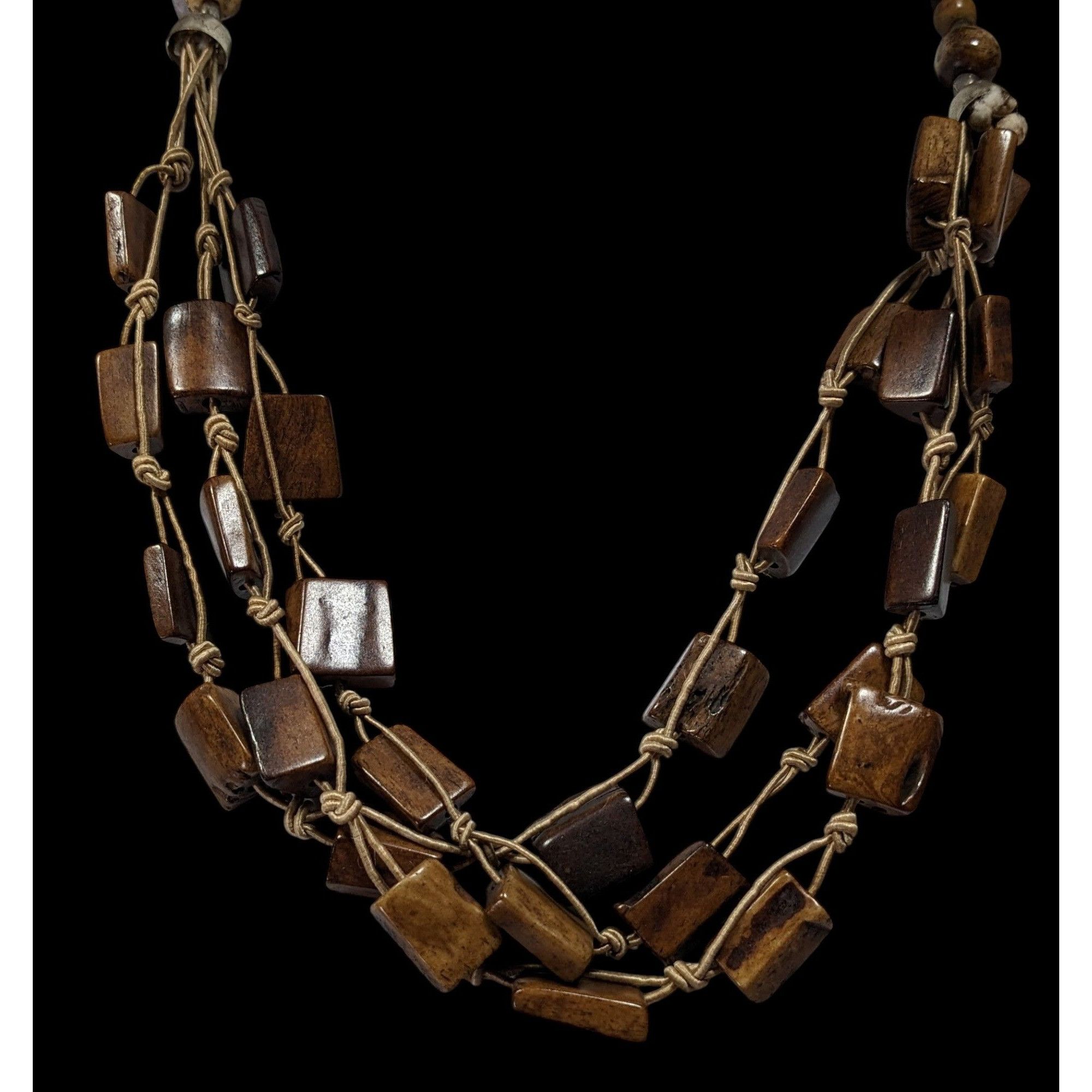 Other Vintage Rustic Brown Ox Bone Beaded Necklace Size ONE SIZE - 2 Thumbnail