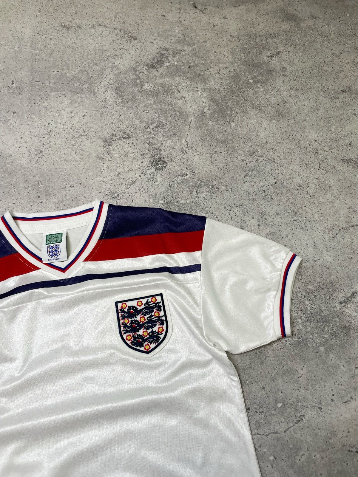 Vintage Score Draw England Jersey 1982 Home Kit Football Shirt Size US S / EU 44-46 / 1 - 4 Thumbnail