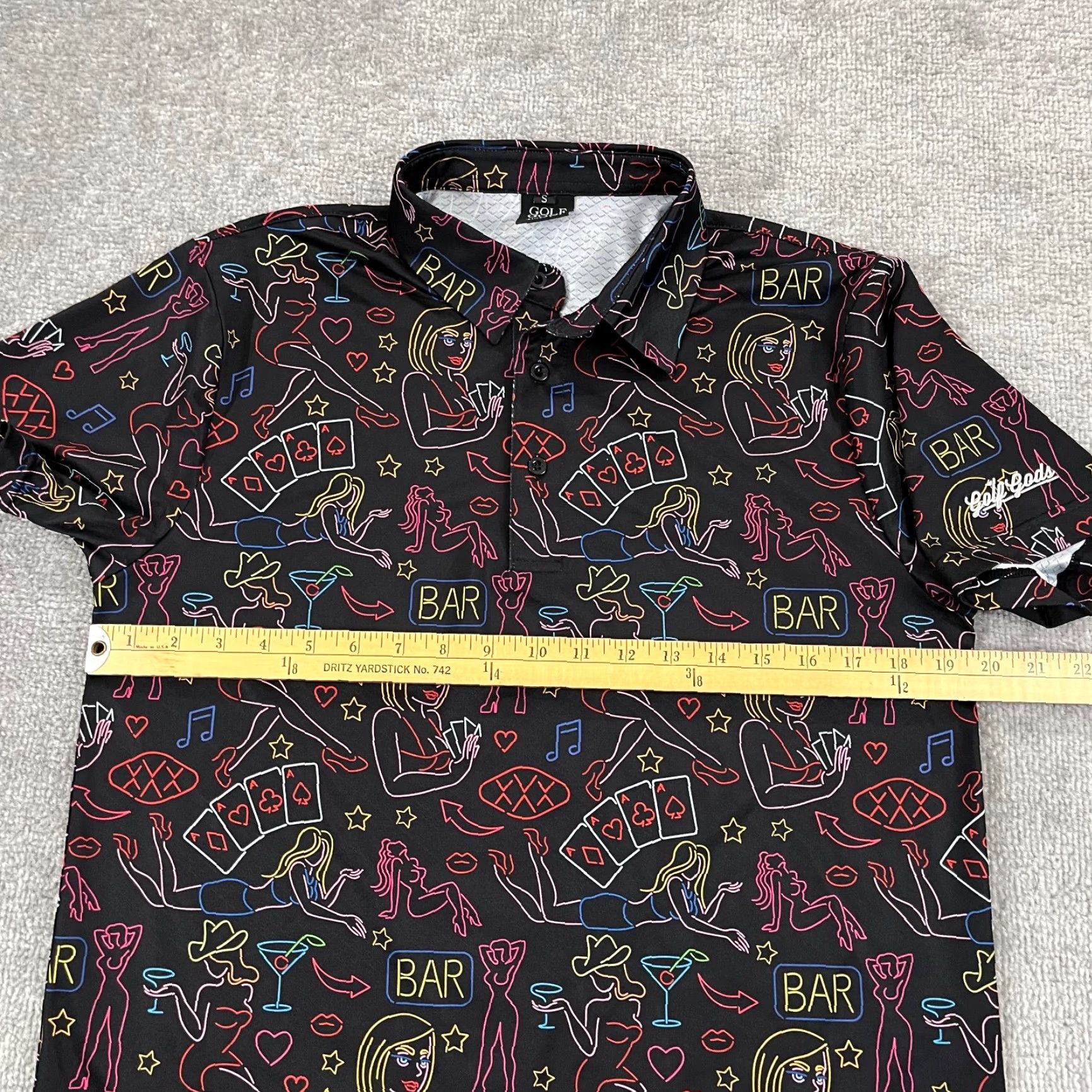 Vintage GOLF GODS Polo Shirt Mens Small Black Vegas Nights Cool Tech Performance Stretch Size US S / EU 44-46 / 1 - 6 Thumbnail