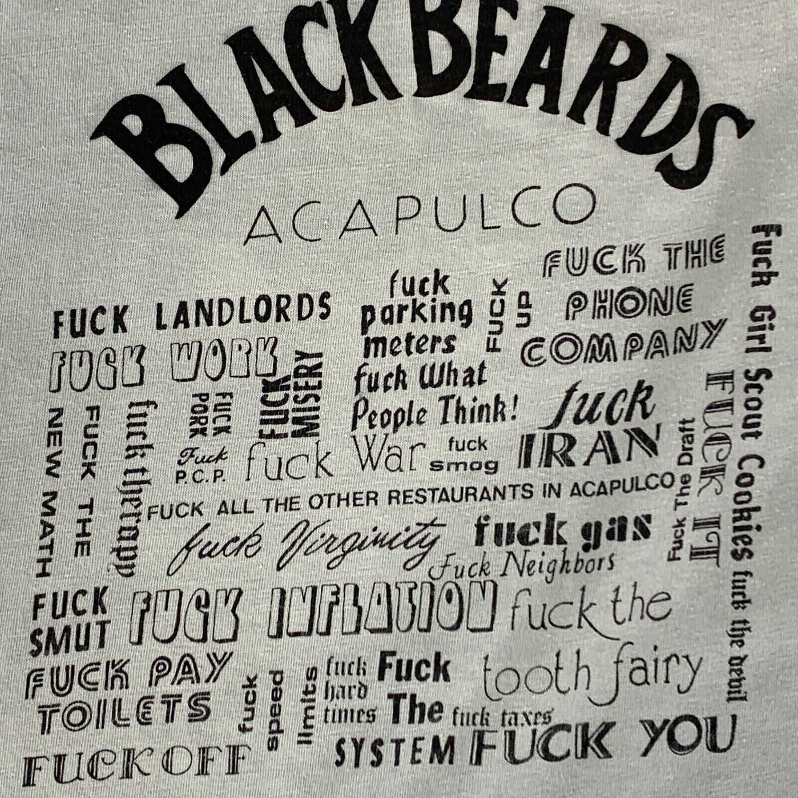 Vintage Vintage 80s Blackbeards Acapulco Fu-k Everything T Shirt L Size US L / EU 52-54 / 3 - 5 Thumbnail