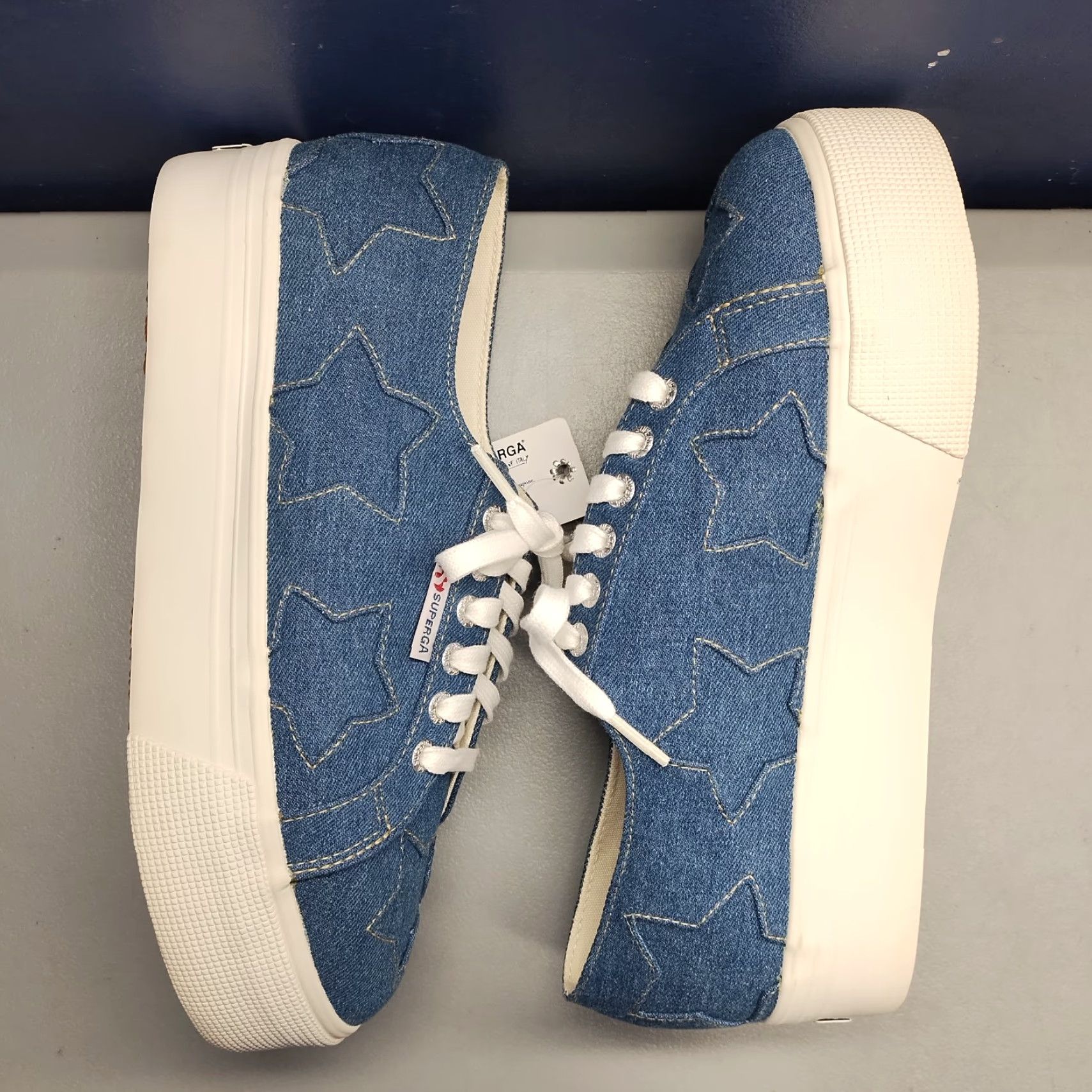 Superga Superga Lizzy VD Ligt Platform Sneakers Womens US 9.5 Multicolor Denim Lace Up WW9.5? NWOB Size US 10 / IT 40 - 2 Thumbnail
