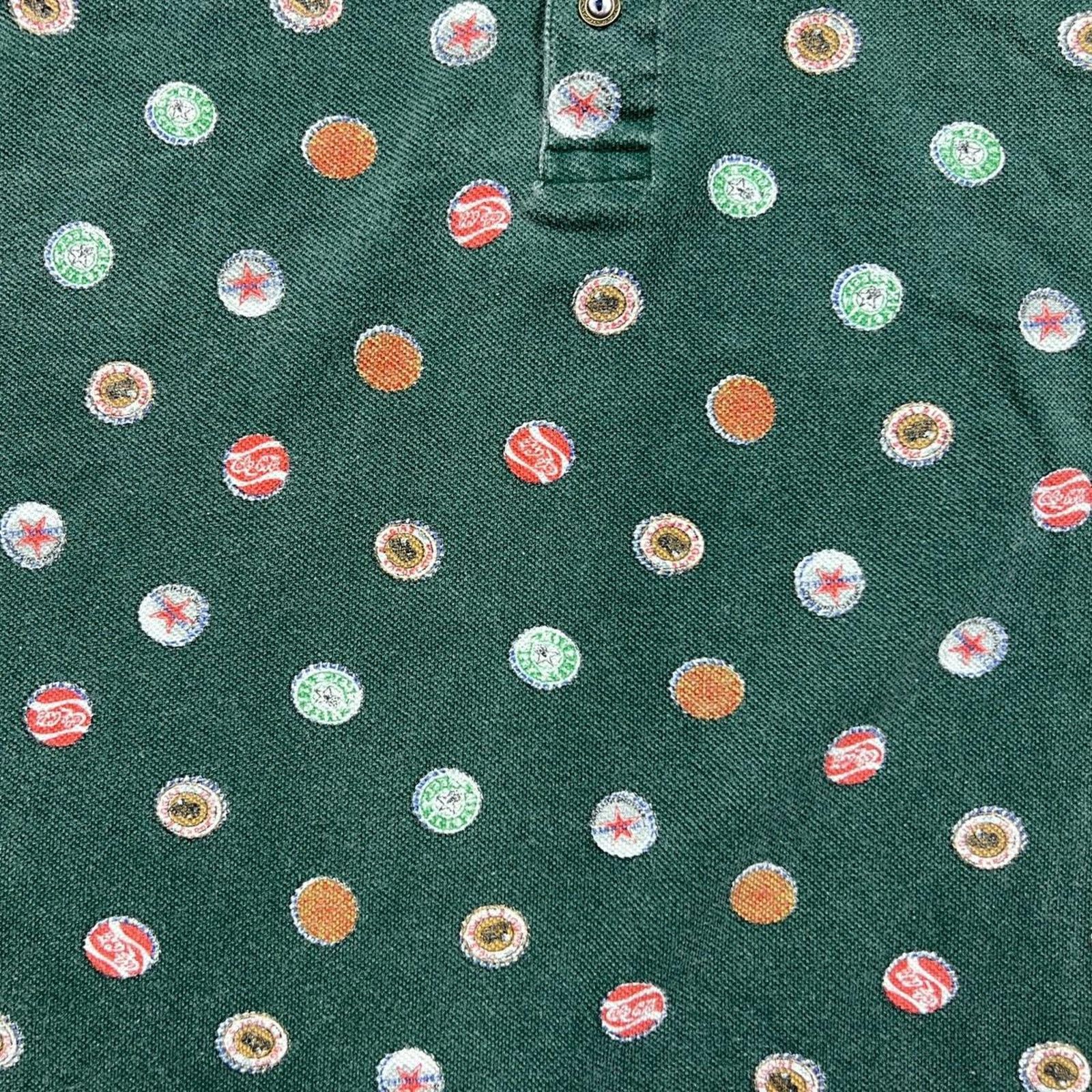 Coca Cola × Heineken × Vintage Vintage 90s Coke & Beer Bottle Cap Shirt Large AOP Polo Size US L / EU 52-54 / 3 - 2 Thumbnail