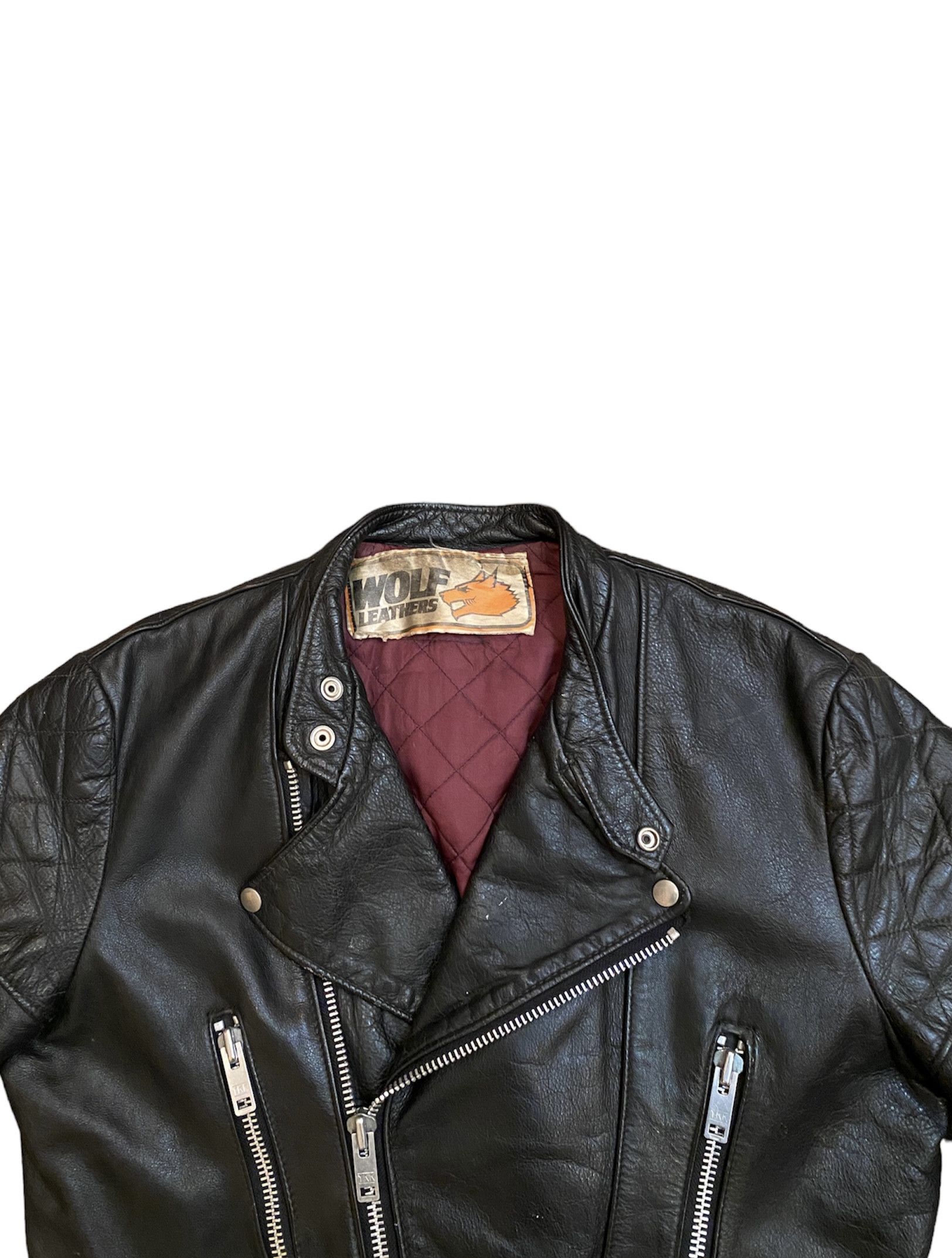 Vintage Rare Vintage UK 80s Wolf Leathers Biker Jacket Cafe Racer Size US L / EU 52-54 / 3 - 5 Thumbnail