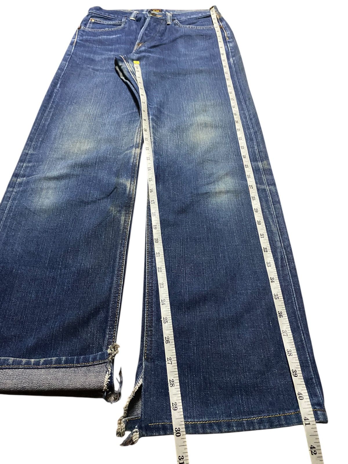 Lee Lee Japan Half Selvedge Blue Wash Distressed Jeans Size US 28 / EU 44 - 16 Thumbnail