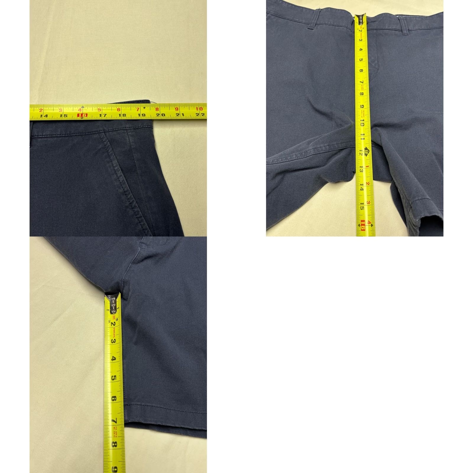 Vintage Mugsy Morgans Navy Blue Chino Shorts Mens 38x7 Casual Travel Comfort Stretch Pocket Zip Button 7 Inseam Mid Rise Cotton Blend Size US 38 / EU 54 - 8 Thumbnail