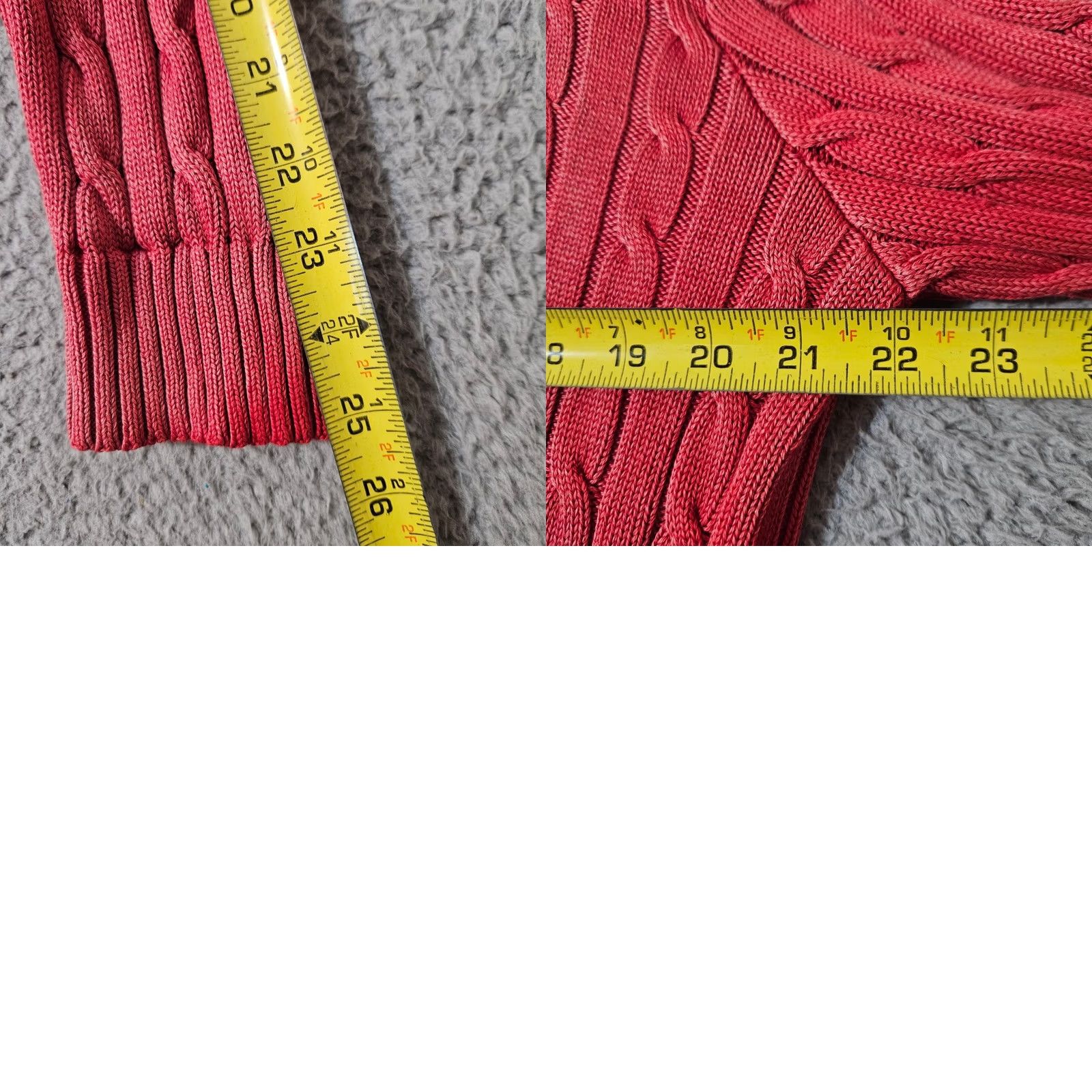 Polo Ralph Lauren Polo Ralph Lauren Women's Cropped Red Cable Knit Crewneck Sweater XL Red Crewneck Pullover Size XL / US 12-14 / IT 48-50 - 8 Thumbnail