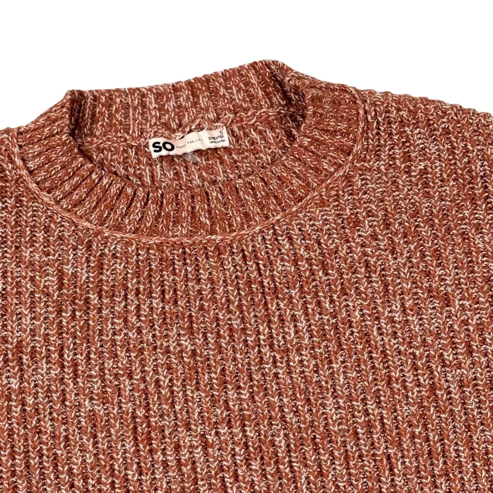 Vintage SO Sweater Womens Small Rust Brown Marled Knit Crewneck Long Sleeve Pullover Size S / US 4 / IT 40 - 2 Thumbnail