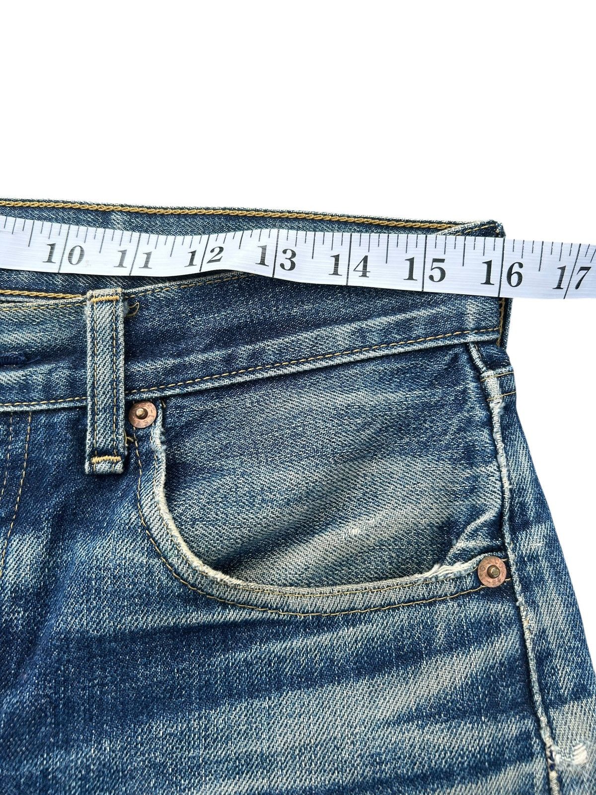 Kapital Thrashed Vintage Levis big E Selvedge Repair Denim Jeans Size US 32 / EU 48 - 20 Thumbnail