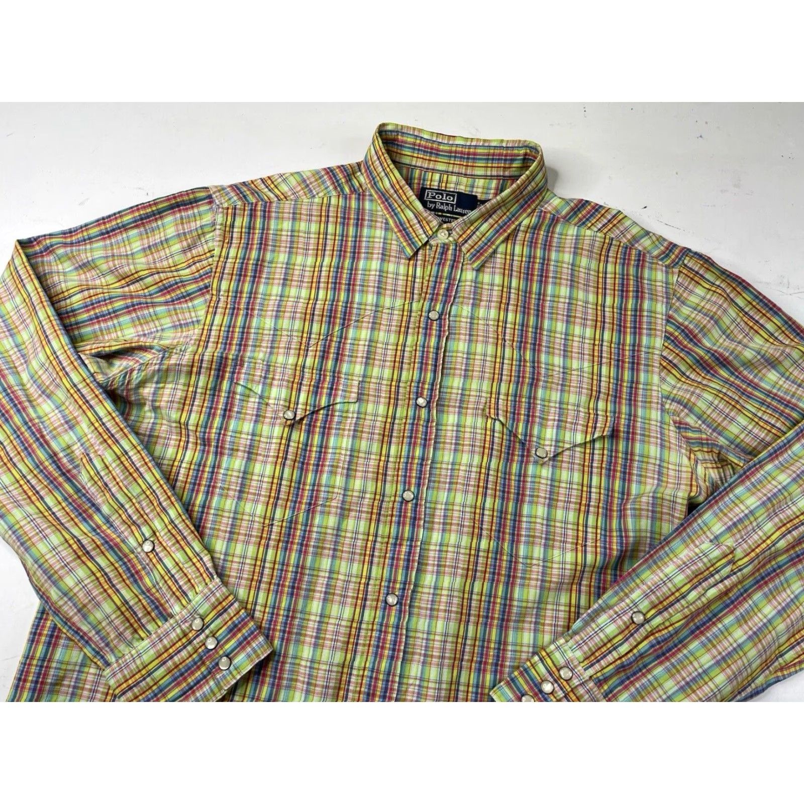Polo Ralph Lauren Polo Ralph Lauren Shirt Western Pearl Snap Plaid Long Sleeve L Men Multicolor Pearl Snap Buttons Size US L / EU 52-54 / 3 - 2 Thumbnail