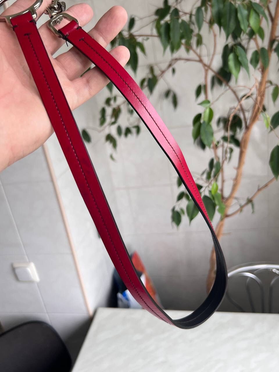 Prada × Vintage PRADA Womens Logo Buckle Belt y2k grunge red leather Size ONE SIZE - 18 Thumbnail