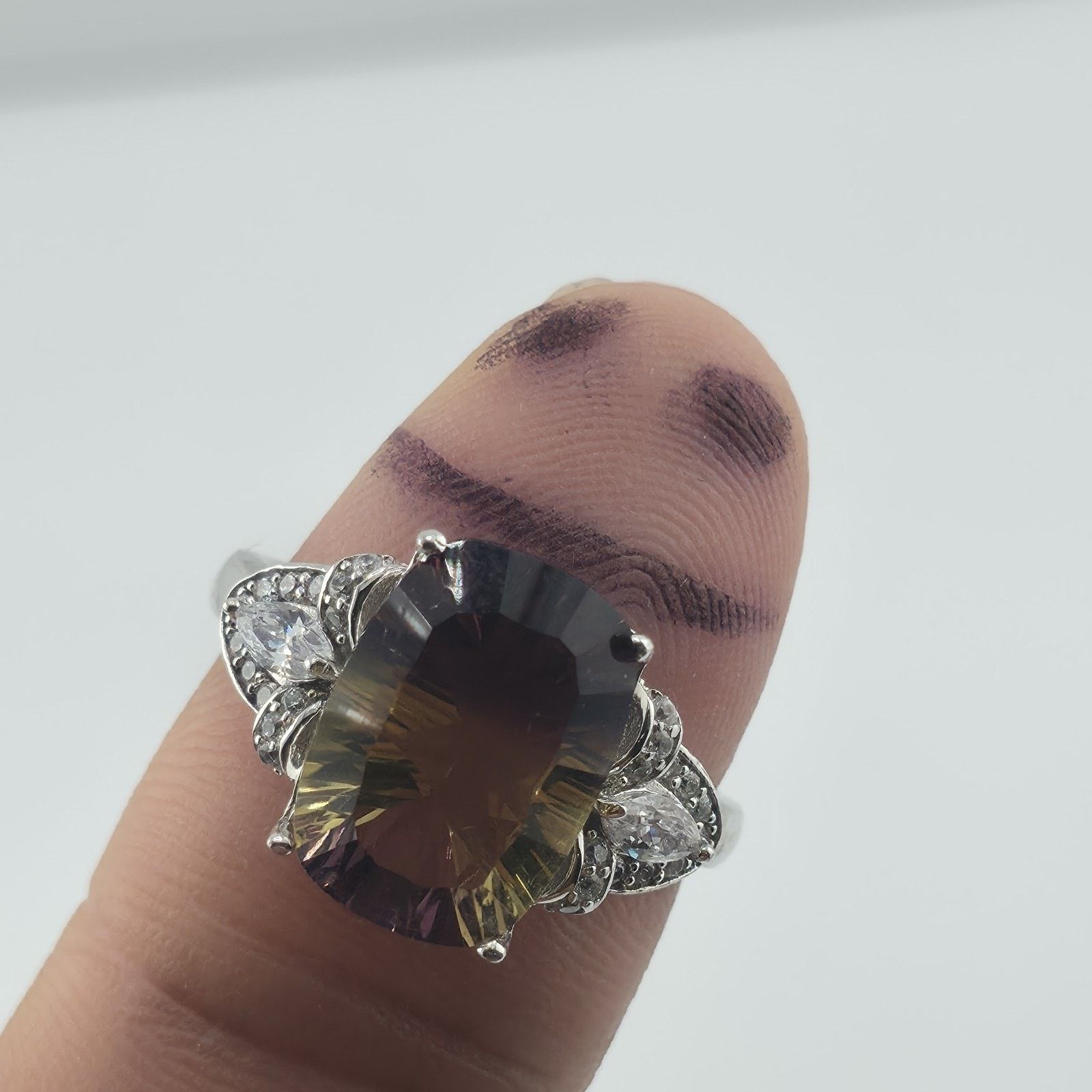 Other Sterling Silver Ametrine Ring 9.25 Cushion Purple Yellow Size ONE SIZE - 1 Thumbnail