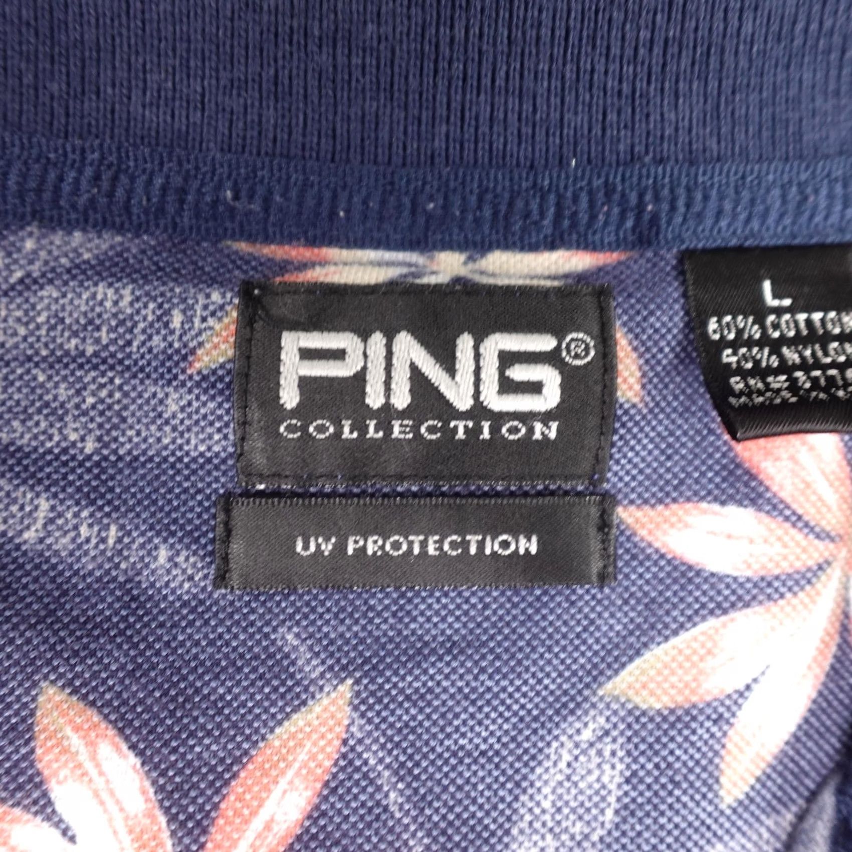 Vintage PING Polo Shirt Mens Large Blue Floral Golf UV Protection Size US L / EU 52-54 / 3 - 2 Thumbnail