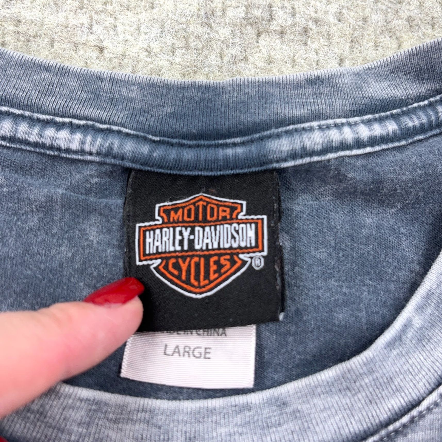 Harley Davidson VINTAGE Harley-Davidson Graphic Shirt Men Large Gray Acid Wash 80s Biker Retro Size US L / EU 52-54 / 3 - 7 Thumbnail