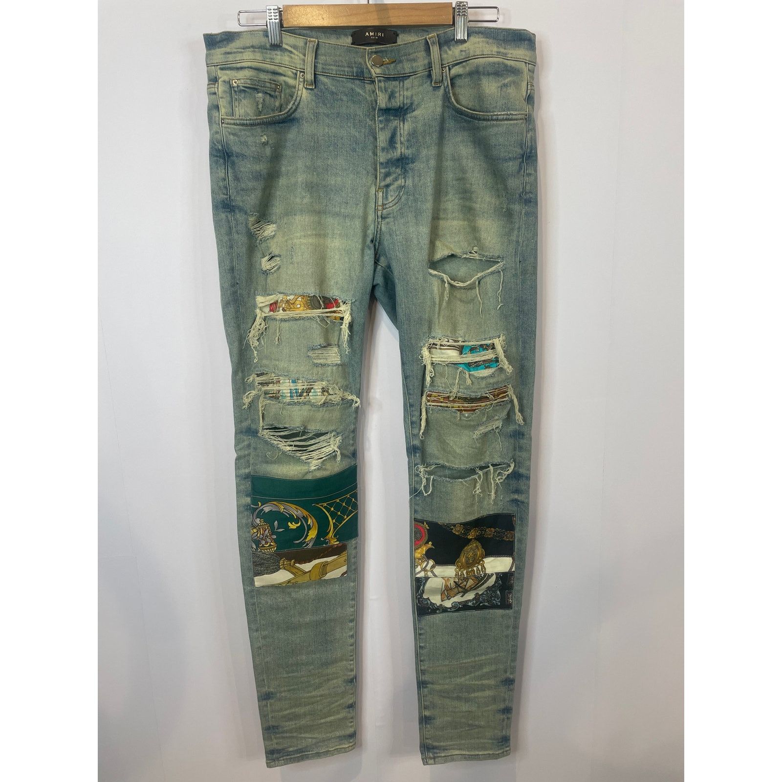 Amiri Amiri Jeans Light Wash Art Patchwork Used 36 Size US 36 / EU 52 - 2 Thumbnail