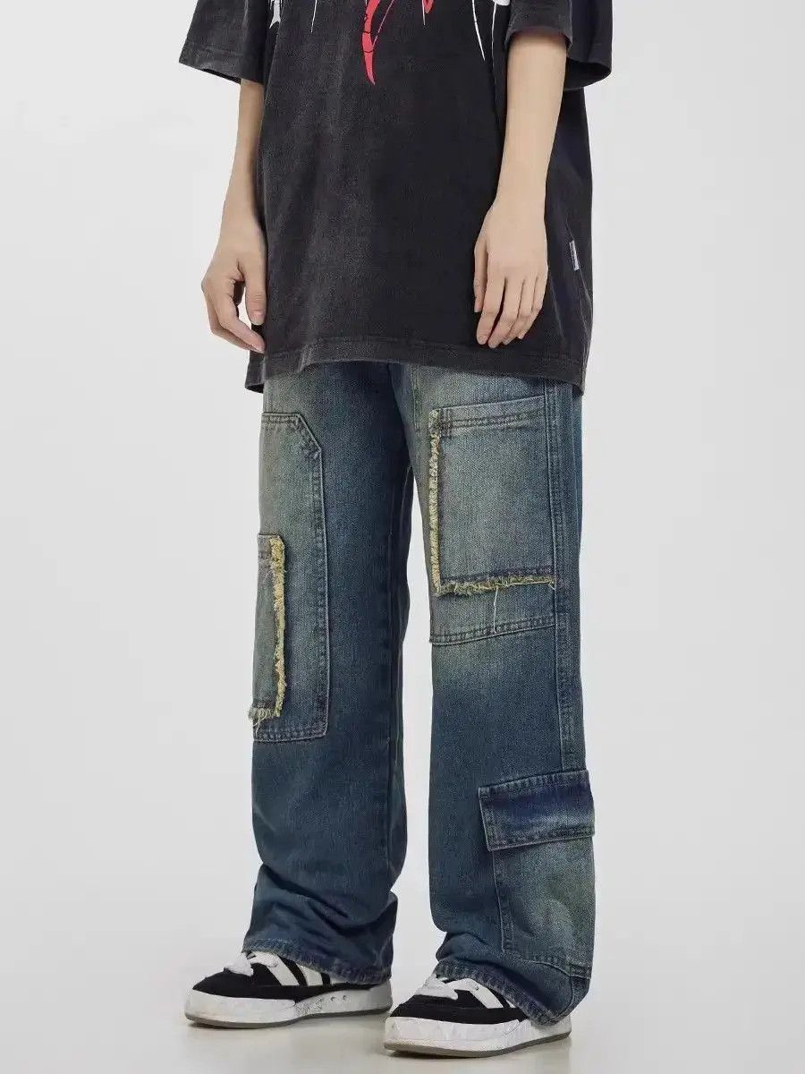 Japanese Brand Retro washed patchwork jeans Size US 32 / EU 48 - 4 Thumbnail