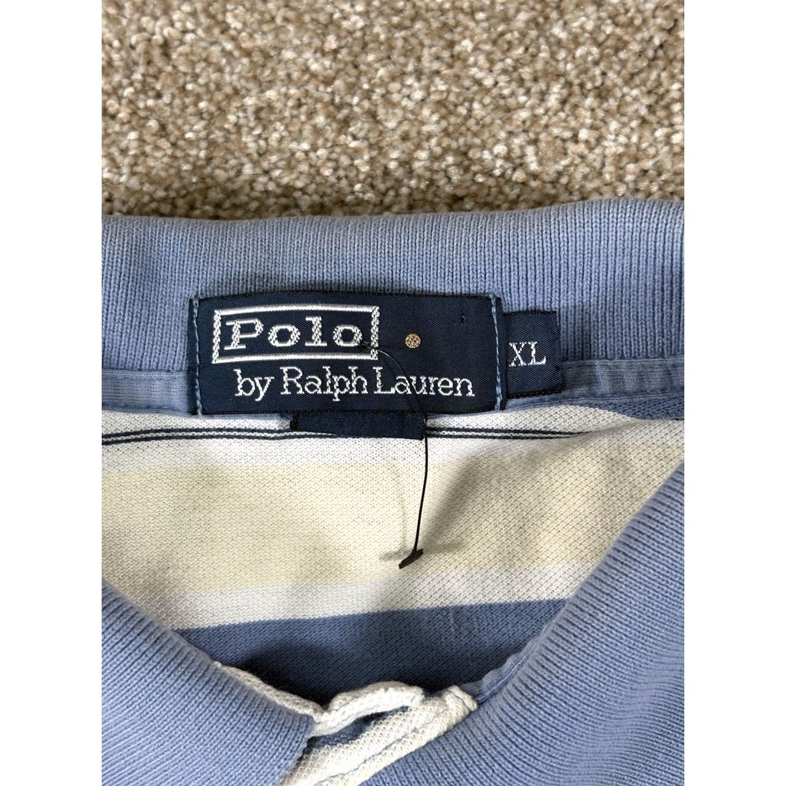 Polo Ralph Lauren VINTAGE Polo Ralph Lauren Rugby Shirt Mens XL Striped Blue Yellow Pony 90's Size US XL / EU 56 / 4 - 3 Thumbnail