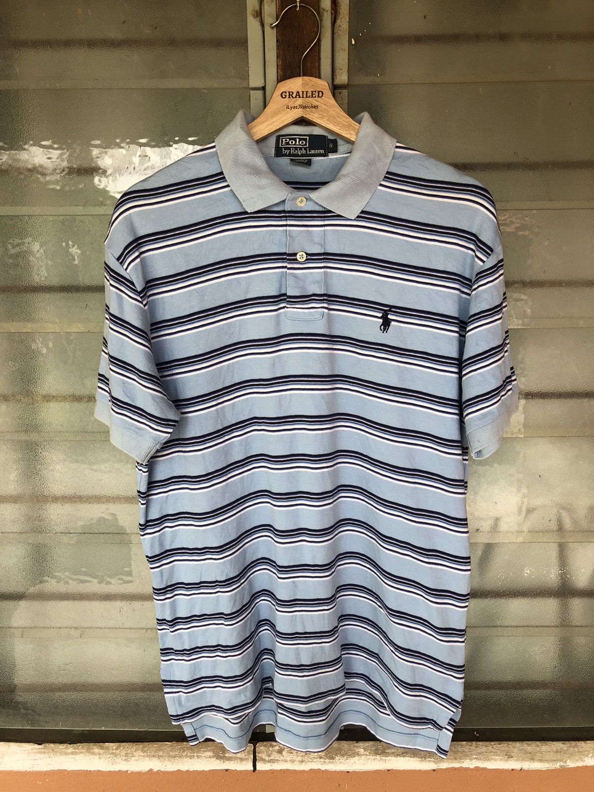 Polo Ralph Lauren Vintage Polo Ralph Lauren Stripe Blue Harizontal Collar Tee Size US S / EU 44-46 / 1 - 1 Thumbnail