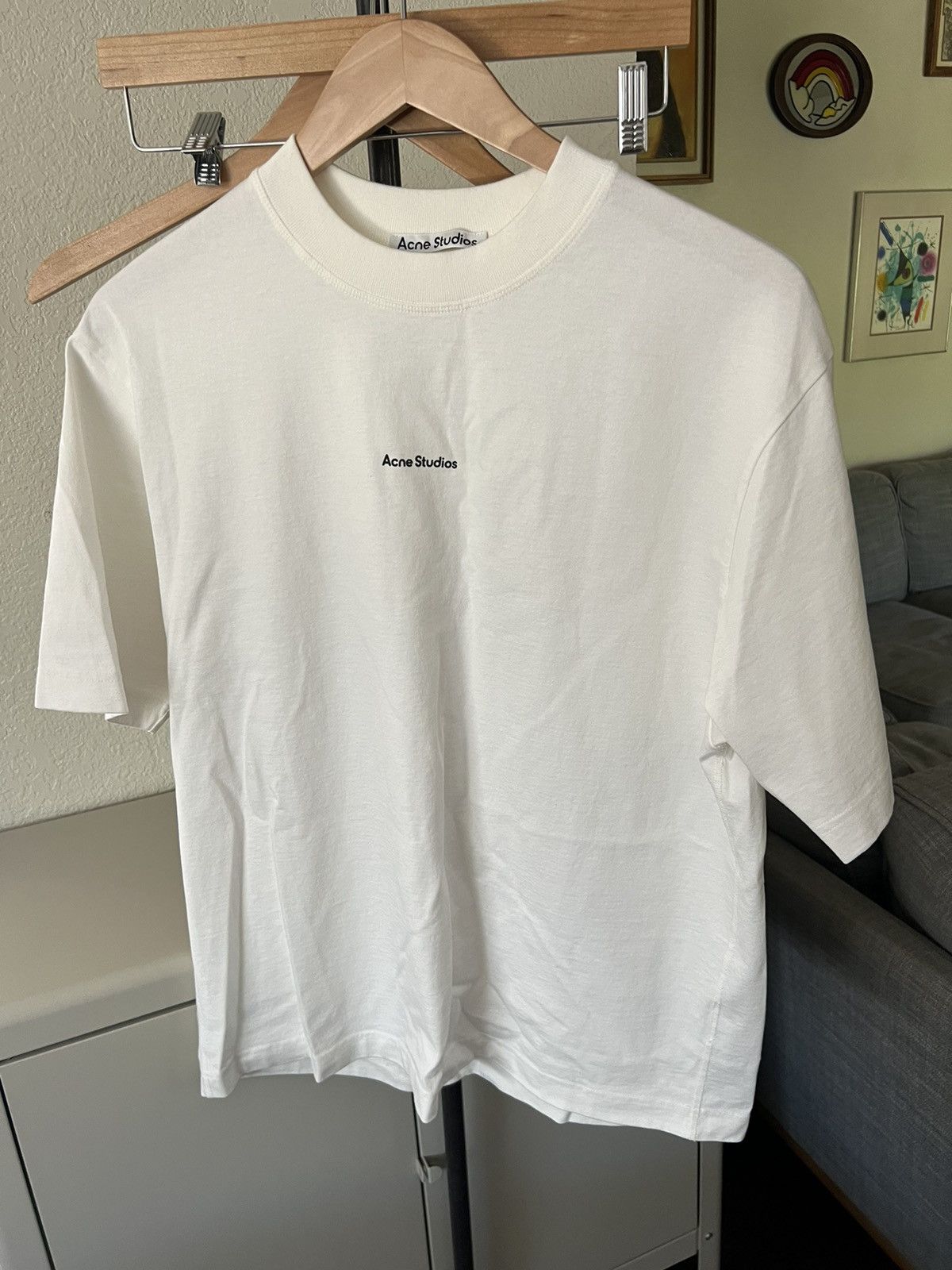 image of Acne Studios Logo Stamp T Shirt in White, Men's (Size Medium)