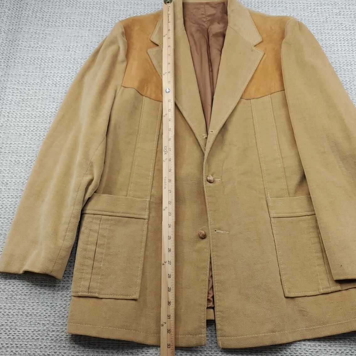 Vintage Brad Whitney Mens Western Jacket 46L Tan Blazer 1960s Size 46R - 6 Thumbnail