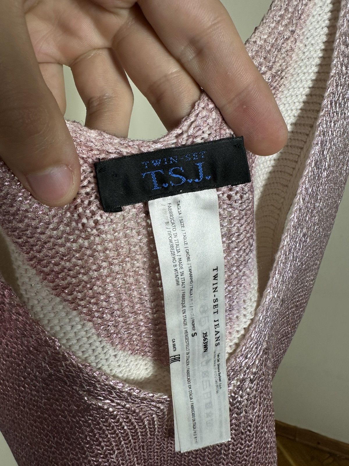 TWINSET Twin-Set Jeans Mini Dress Tank Top Knitted Metallic Pink Size S / US 4 / IT 40 - 9 Thumbnail