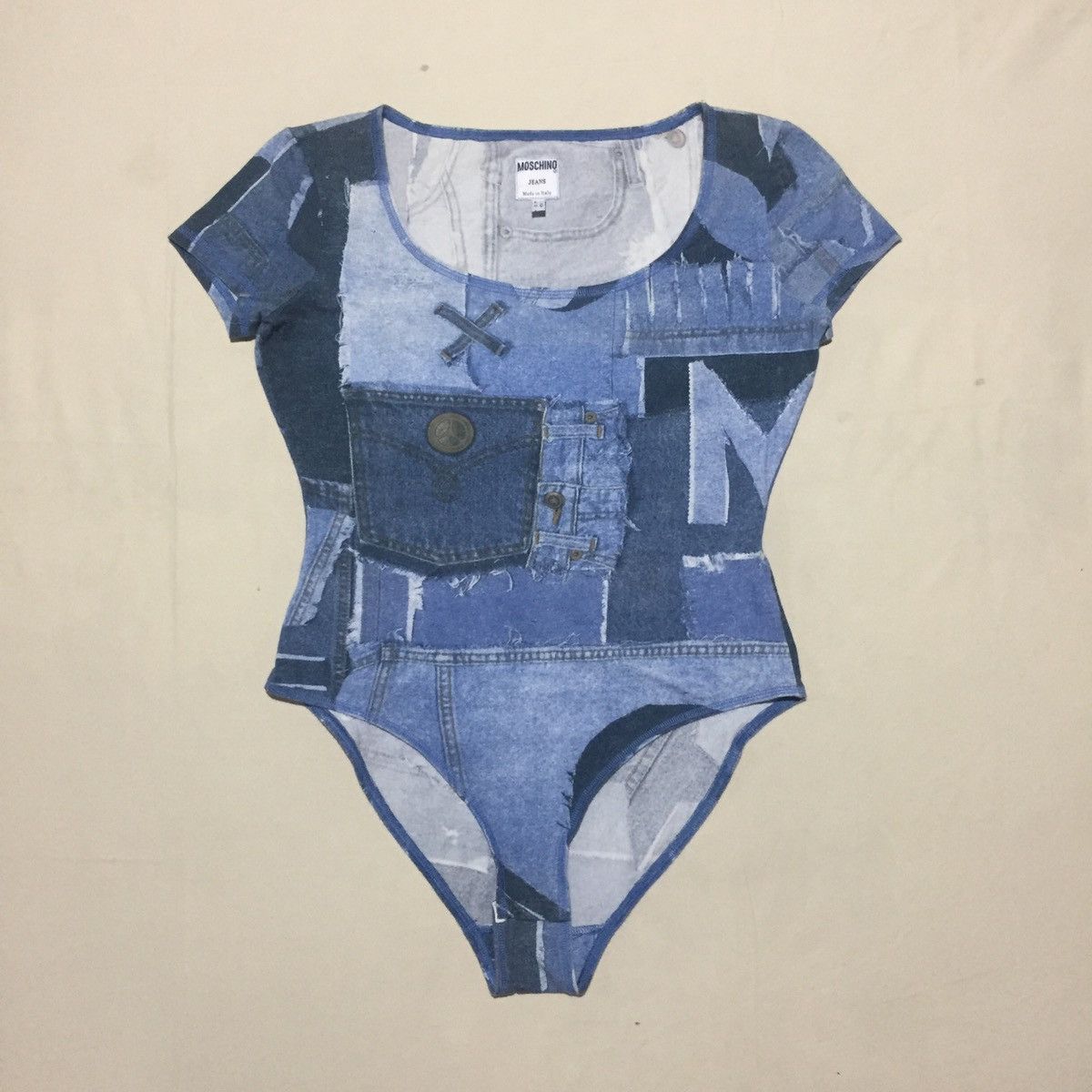 Moschino Moschino Blue Denim Print Swimsuit Size M / US 6-8 / IT 42-44 - 1 Thumbnail