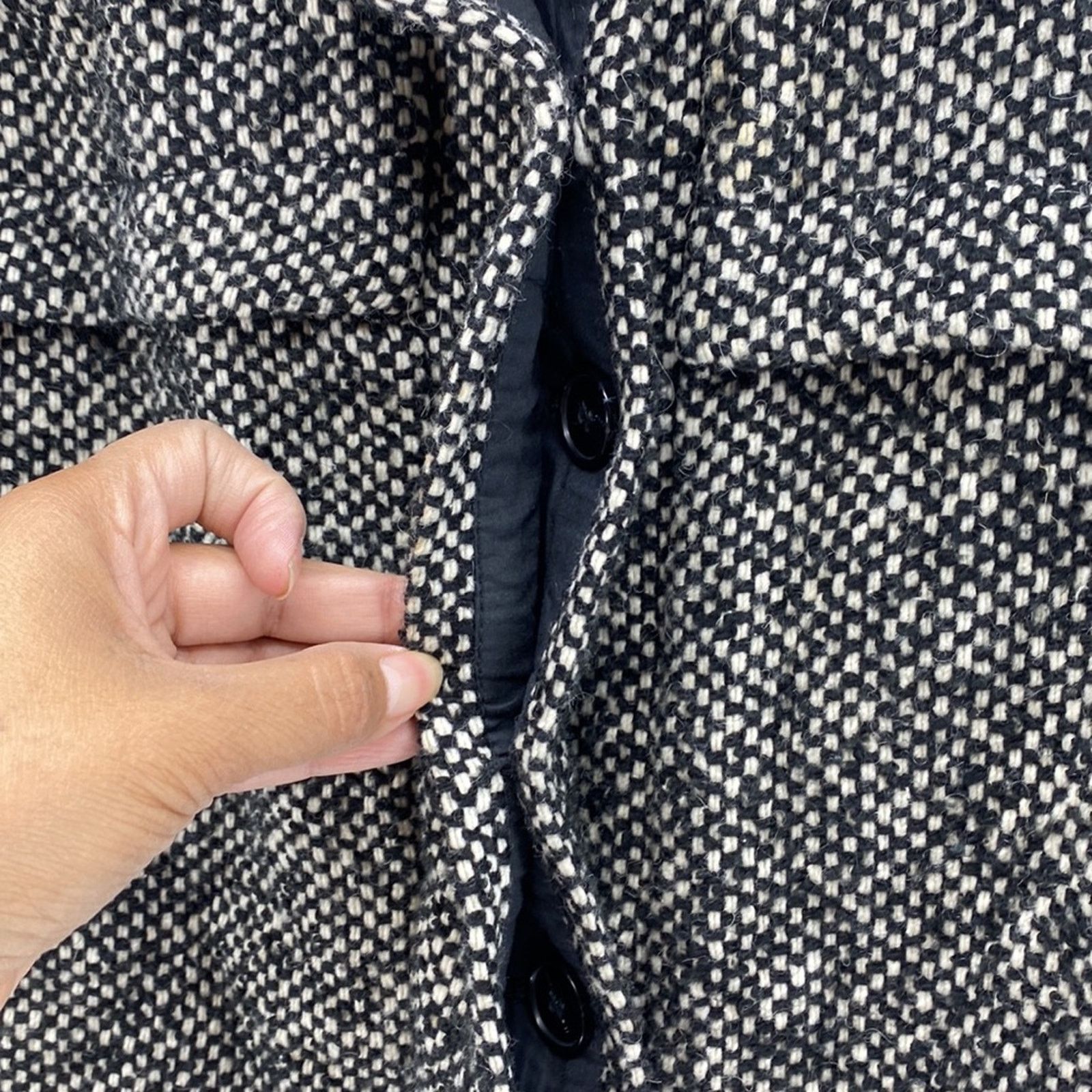 Zara Zara Basic Tweed Full Zip Jacket Black White Marled size M Size M / US 6-8 / IT 42-44 - 6 Thumbnail