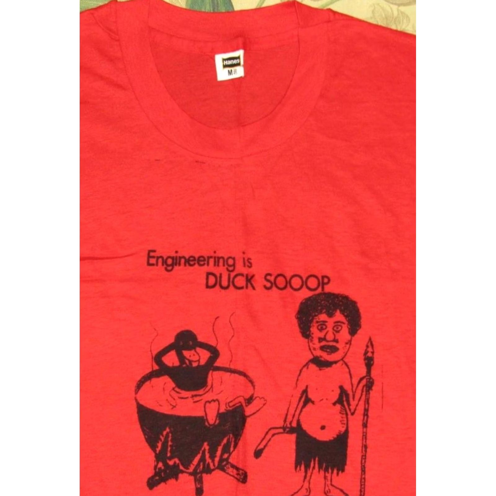 Hanes Vtg 70s Hanes Engineering Is Duck Soup T Shirt Small Men Red XS? Size US S / EU 44-46 / 1 - 2 Thumbnail