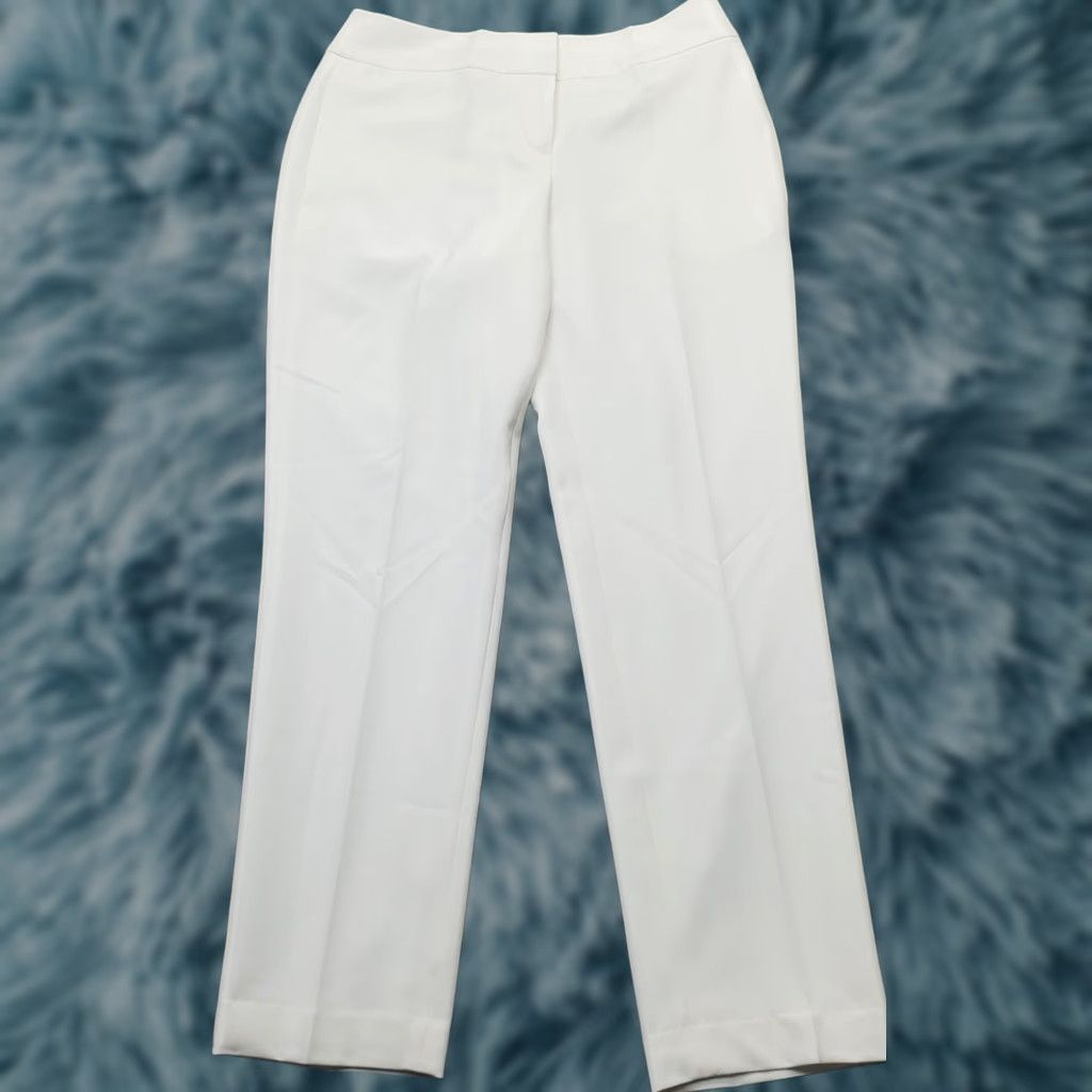 Evan Picone Evan-Picone Black Label Pants Womens 4 White Stretch Flat Front Straight Fit Dress Pants Size 27" / US 4 / IT 40 - 1 Thumbnail