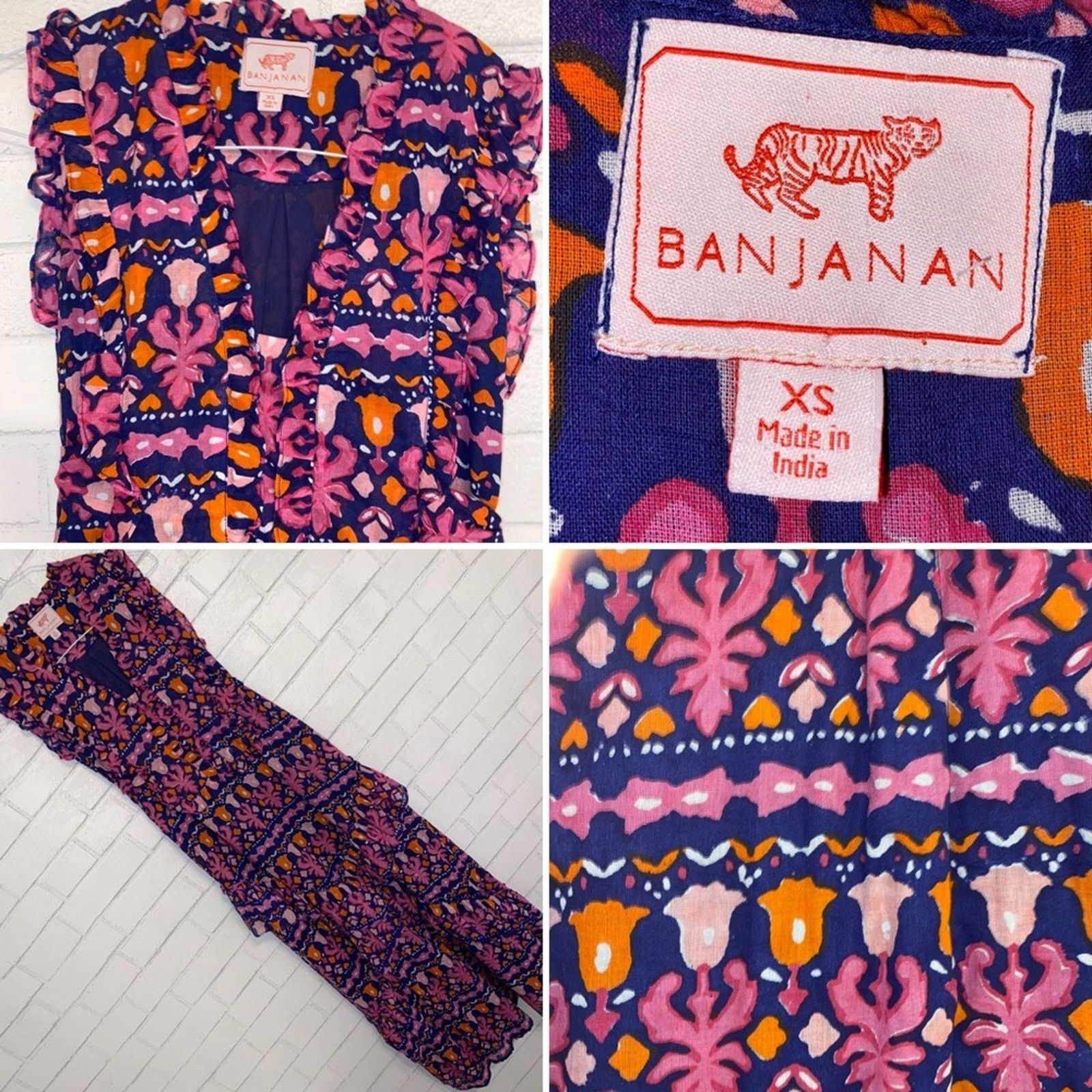 Banjanan Banjanan $350 Donna Midi Dress In Edwardian Tile XS EUC Size XS / US 0-2 / IT 36-38 - 2 Thumbnail