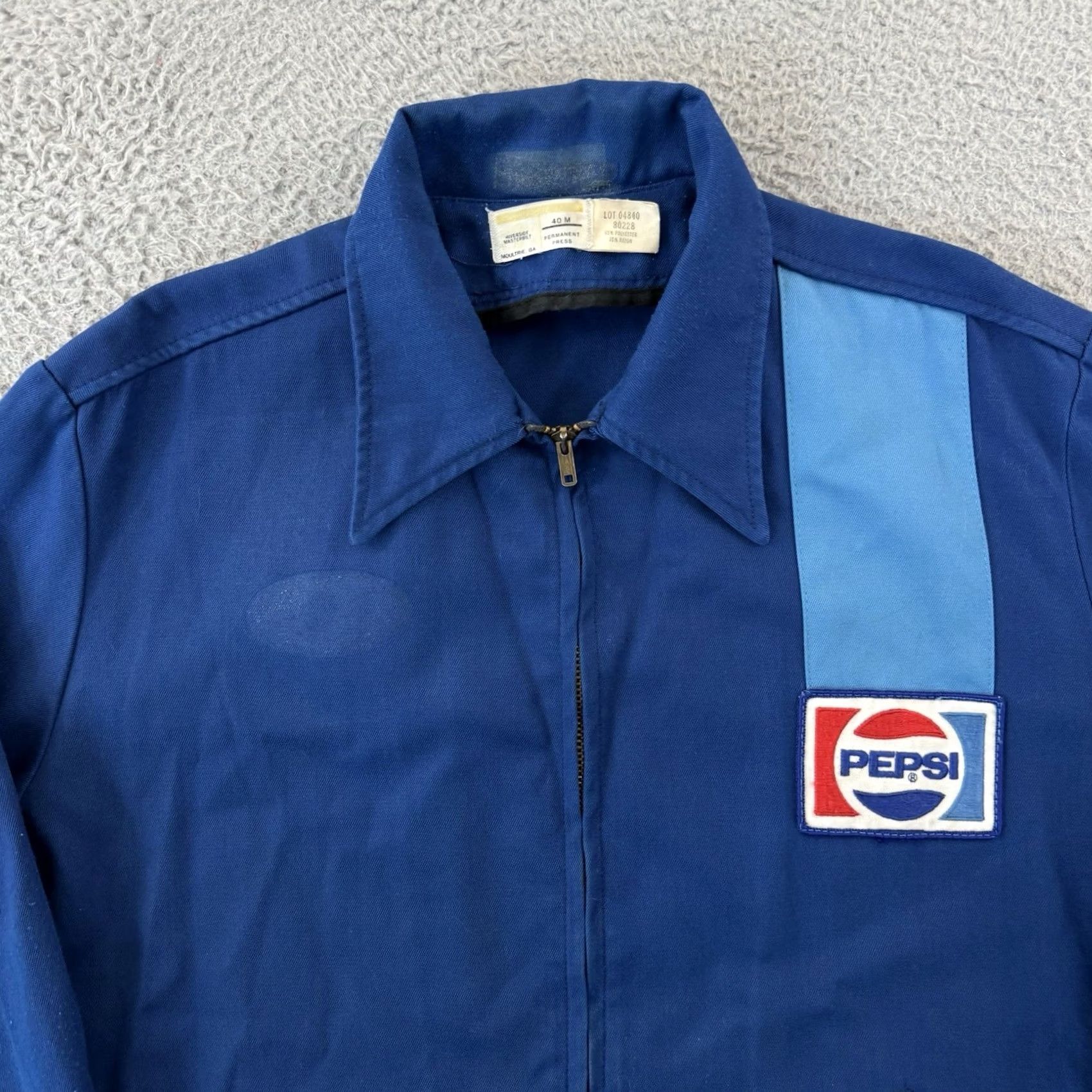 Vintage VINTAGE Pepsi Jacket Mens M Blue 70s Delivery Driver Employee Coat Workwear Bomber Jacket Full Zip Cotton Blend Canvas Logo Zipper Mid-Length Size US M / EU 48-50 / 2 - 3 Thumbnail