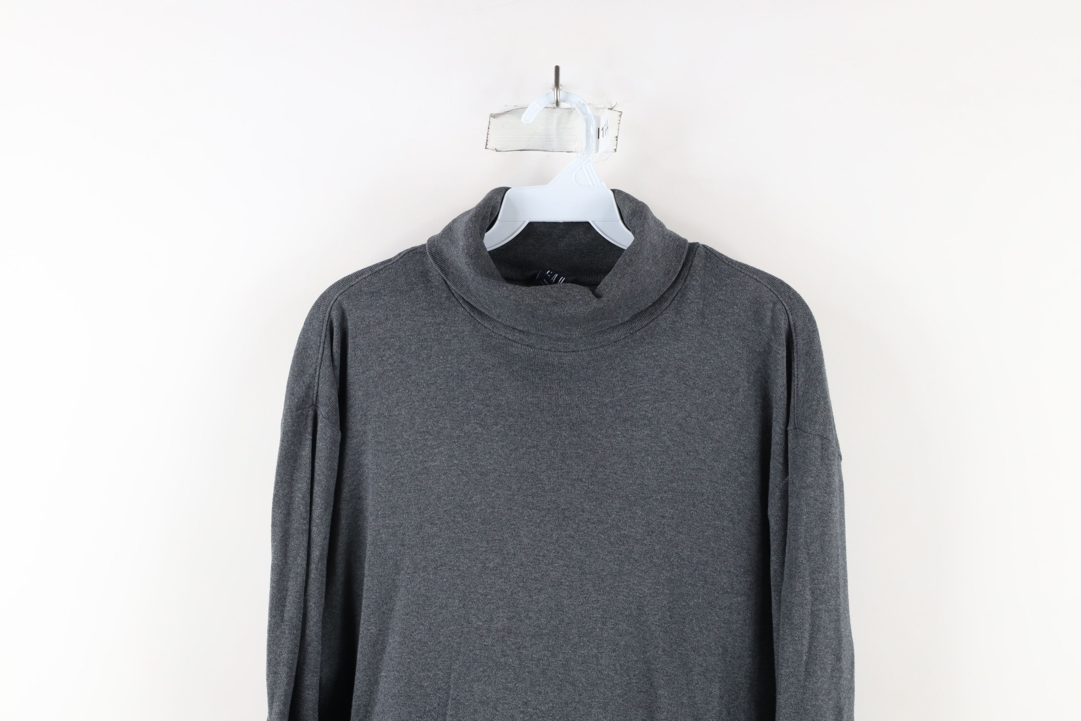 Gap Vintage 90s Gap Ribbed Knit Turtleneck T-Shirt Gray Cotton Size US L / EU 52-54 / 3 - 2 Thumbnail