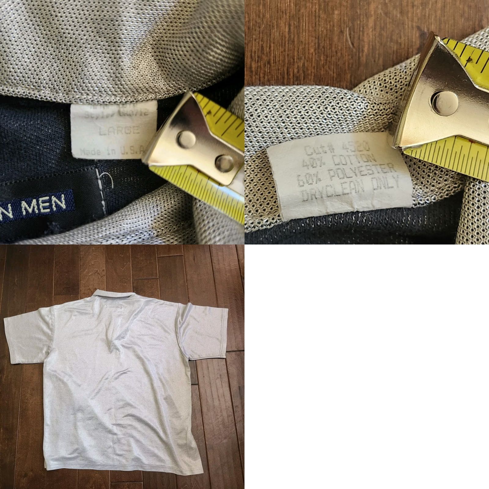 Vintage Direction Men's Polo Shirt - Size L - Silver - Short Sleeve - Button Collar - Cotton Polyester - Golf Walking - Classic Sports - Regular Mens Size US L / EU 52-54 / 3 - 10 Thumbnail