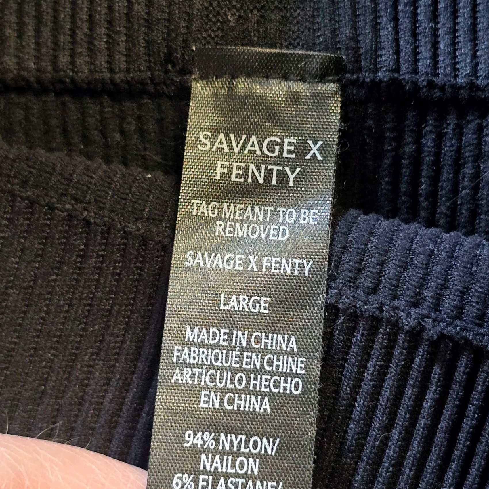 Vintage Savage X Fenty Leggings Womens Large Black Ribbed Full Length Athletic Yoga Size 36" / US 14 / IT 50 - 7 Thumbnail