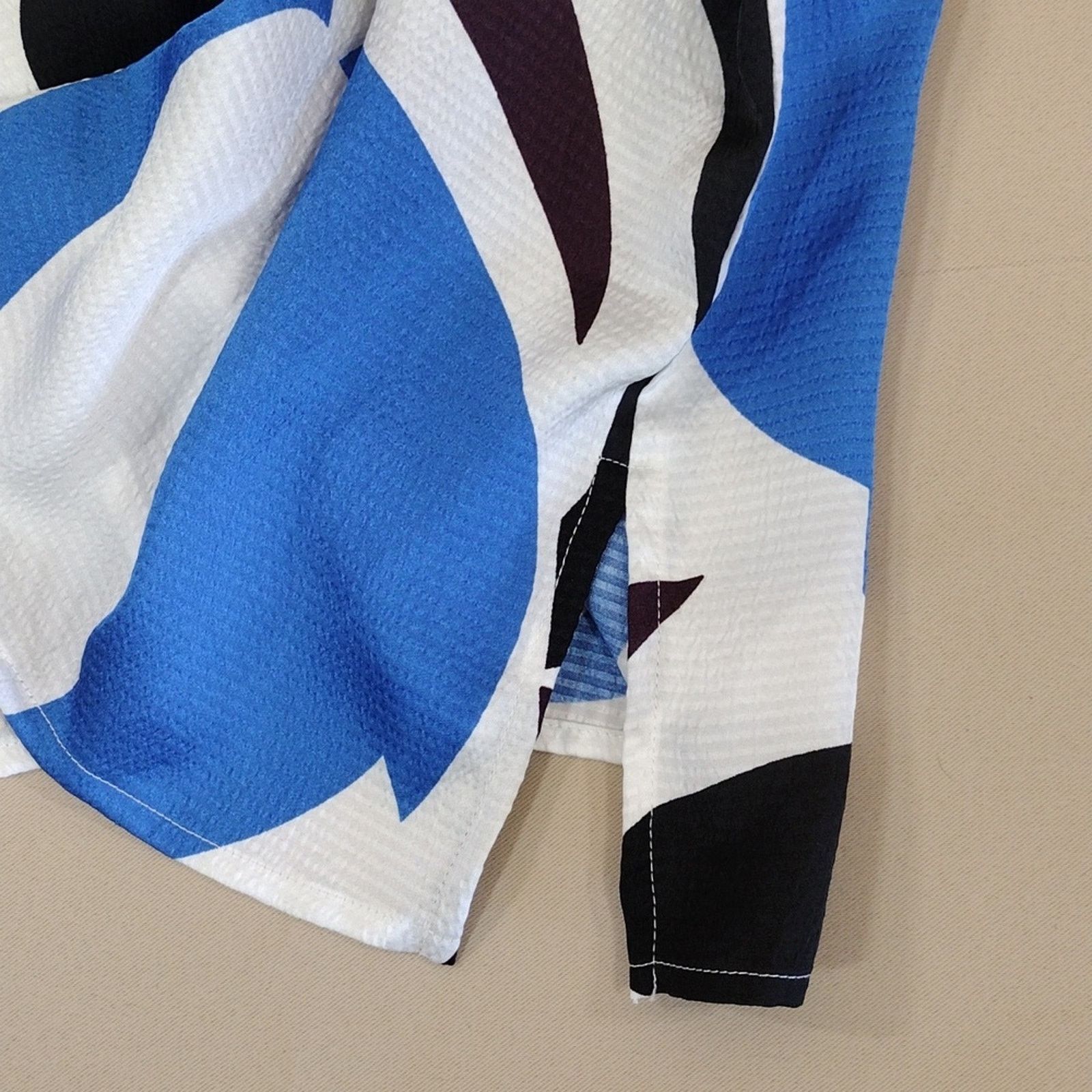 Liz Claiborne Liz Claiborne Plus Size Blue Black Geometric Formal Shirt Size 3XL / US 20-22 - 11 Thumbnail