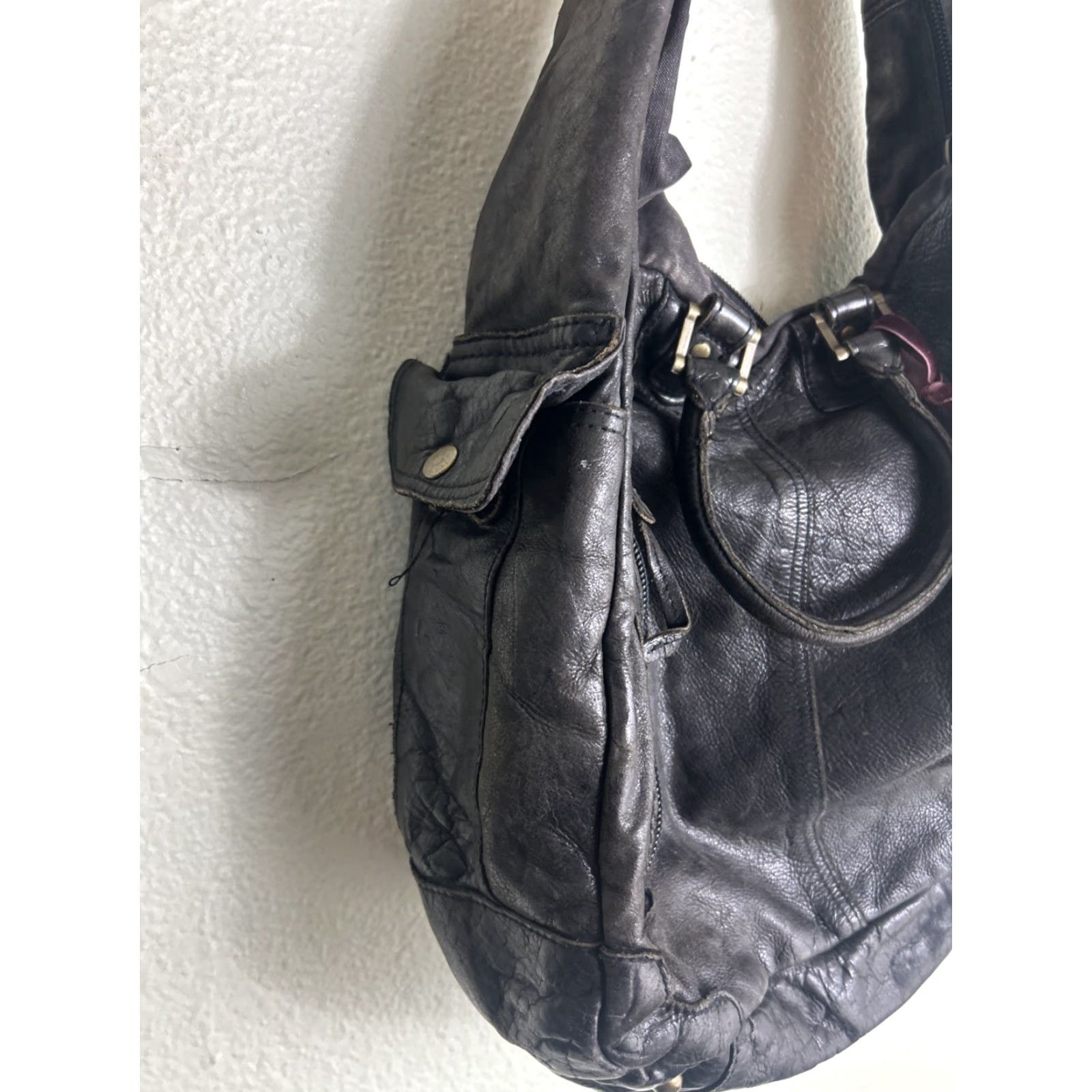 Vintage Rare Tough Jeansmith Military Surplus Brown Leather Large Shoulder Bag Flaw Size US 33 - 2 Thumbnail