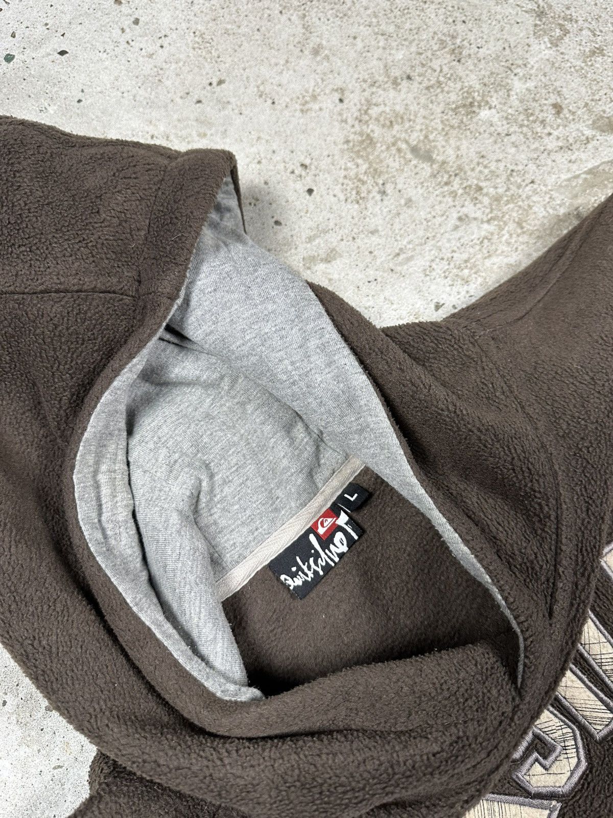 Quiksilver × Vintage Vintage Y2K Quiksilver Brown Fleece Sherpa Hoodie Big Logo Size US L / EU 52-54 / 3 - 10 Thumbnail