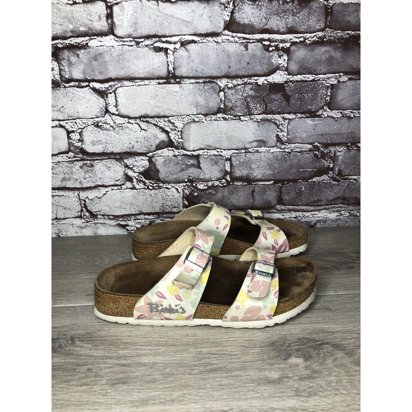 Birkenstock Birki's Birkenstock Pink Leather Floral Slides Sandals Women Size US 6.5 / IT 36.5 - 3 Thumbnail