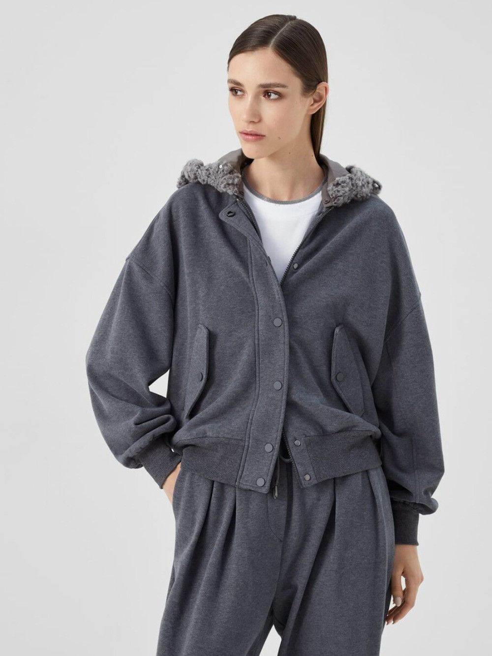 Brunello Cucinelli o1la1rc1a0325 Cardigan Sweatshirt in Grey Size L / US 10 / IT 46 - 2 Thumbnail