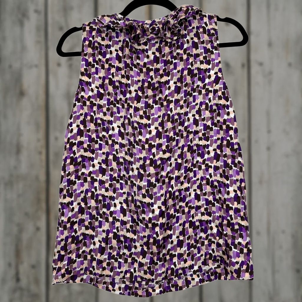 Vintage Kate Spade Purple Silk Blouse Ruffle Sleeveless Size 4 Women Office Work 25" 18" Chest Size S / US 4 / IT 40 - 1 Thumbnail