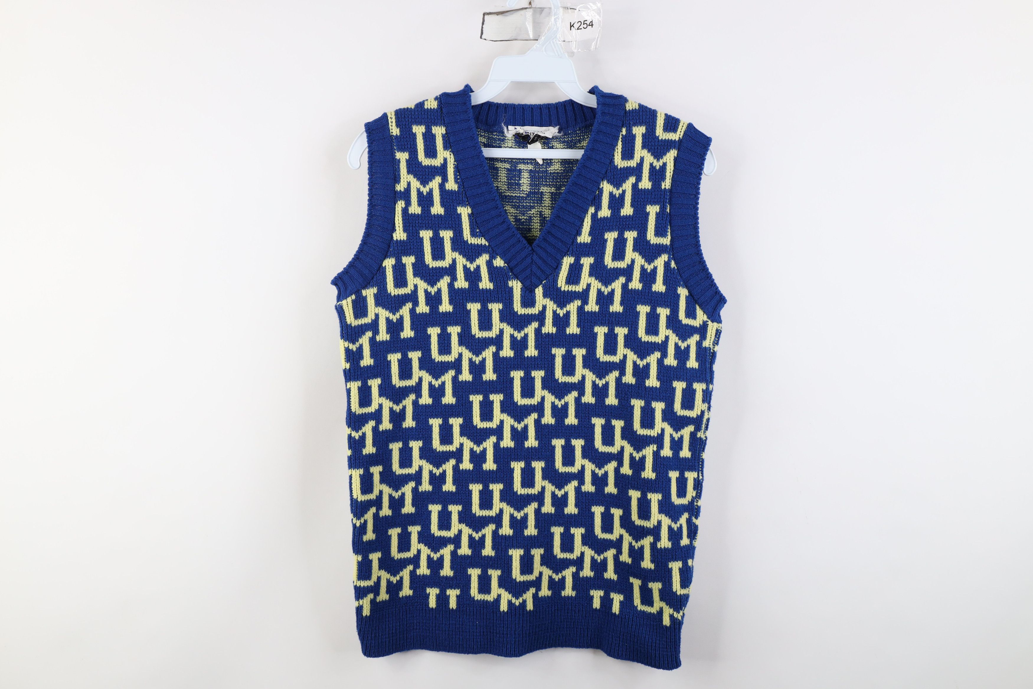 Vintage Vintage 70s University of Michigan All Over Sweater Vest Size S / US 4 / IT 40 - 1 Thumbnail