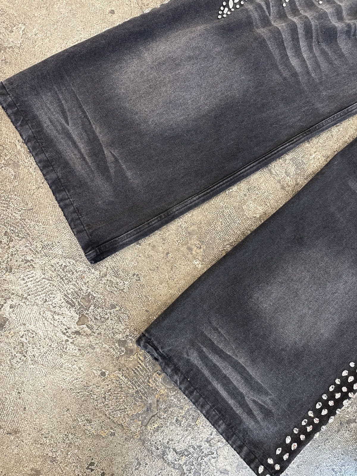 Vale Vale (Valley) Stone Crystal Rhinestone Black Baggy Jean Size US 34 / EU 50 - 4 Thumbnail