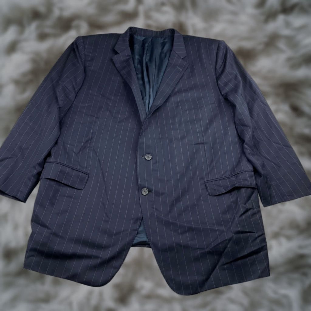 Vintage VINTAGE Samuelsohn x Loro Piana Blazer Navy Stripe 54R US Wool 2-Button Notch Mens Size 54R - 1 Thumbnail