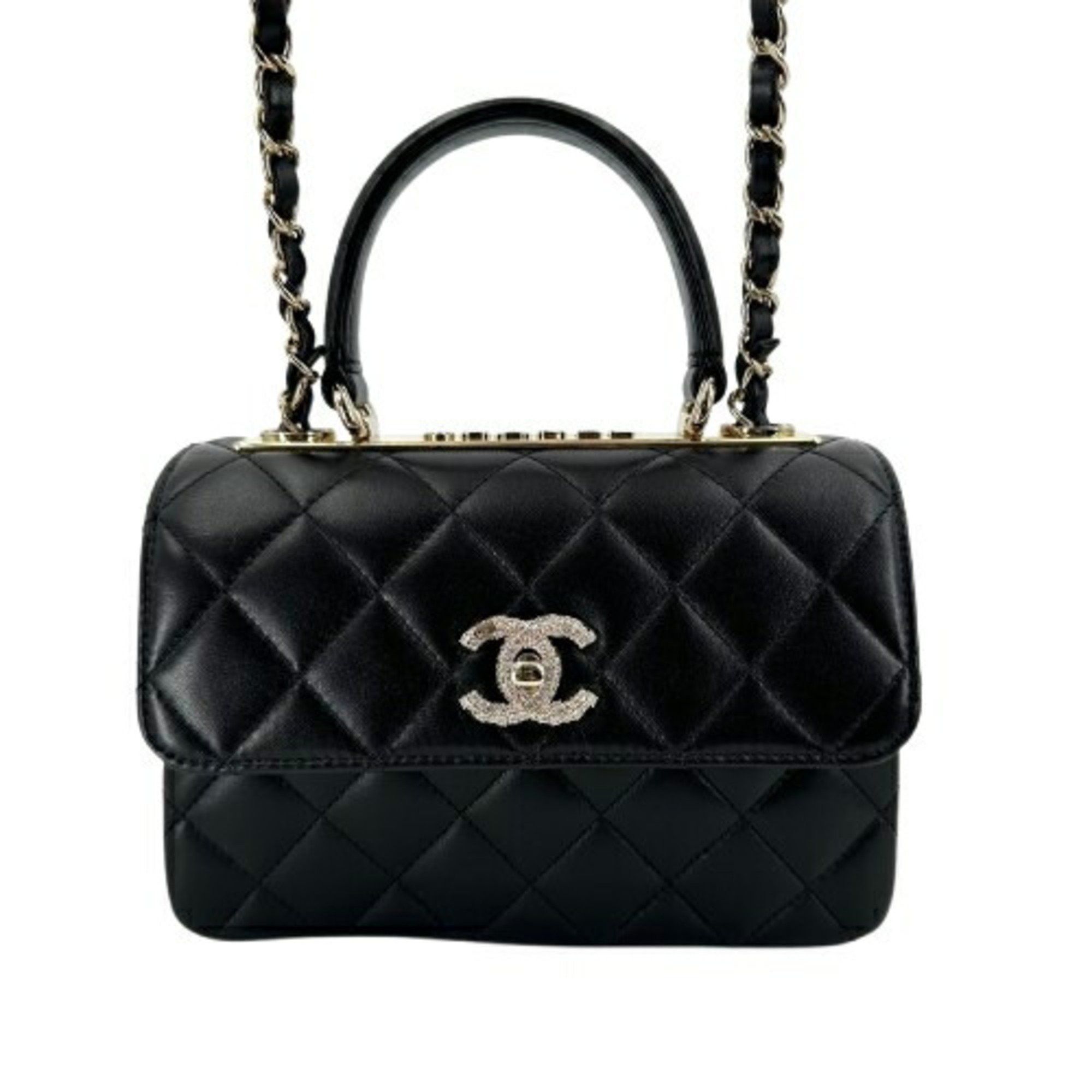Chanel Mini Flap Chain Bag Matelasse Lambskin Black Shoulder, Women's